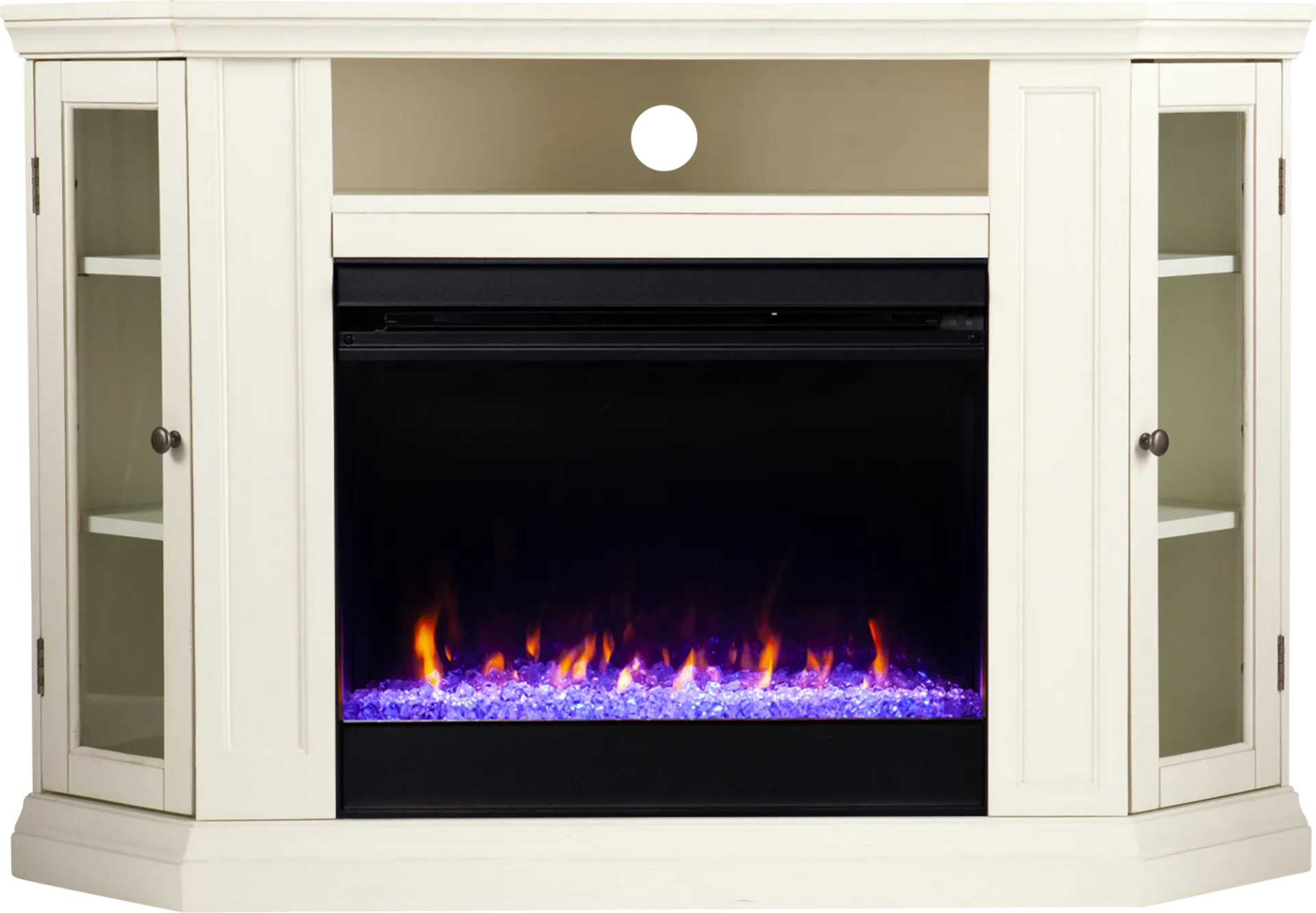 Elmwaki Ivory 48 in. Console with Electric Fireplace - Image 1