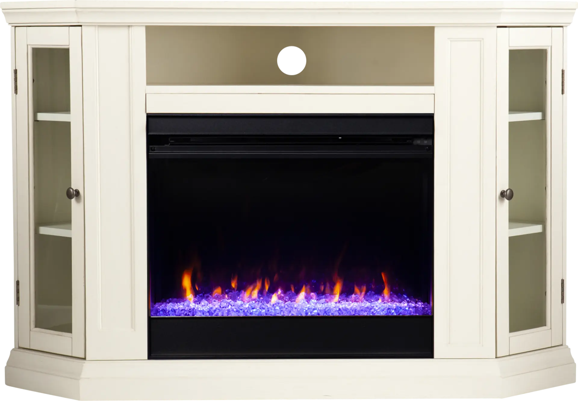Elmwaki Ivory 48 in. Console with Electric Fireplace