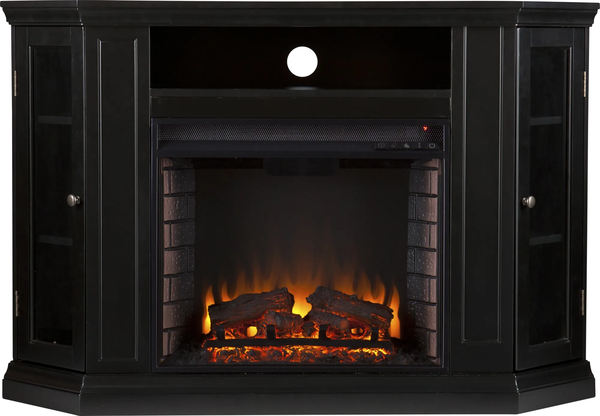 Elmwaki Black 48 in. Console with Electric Log Fireplace - Image 1