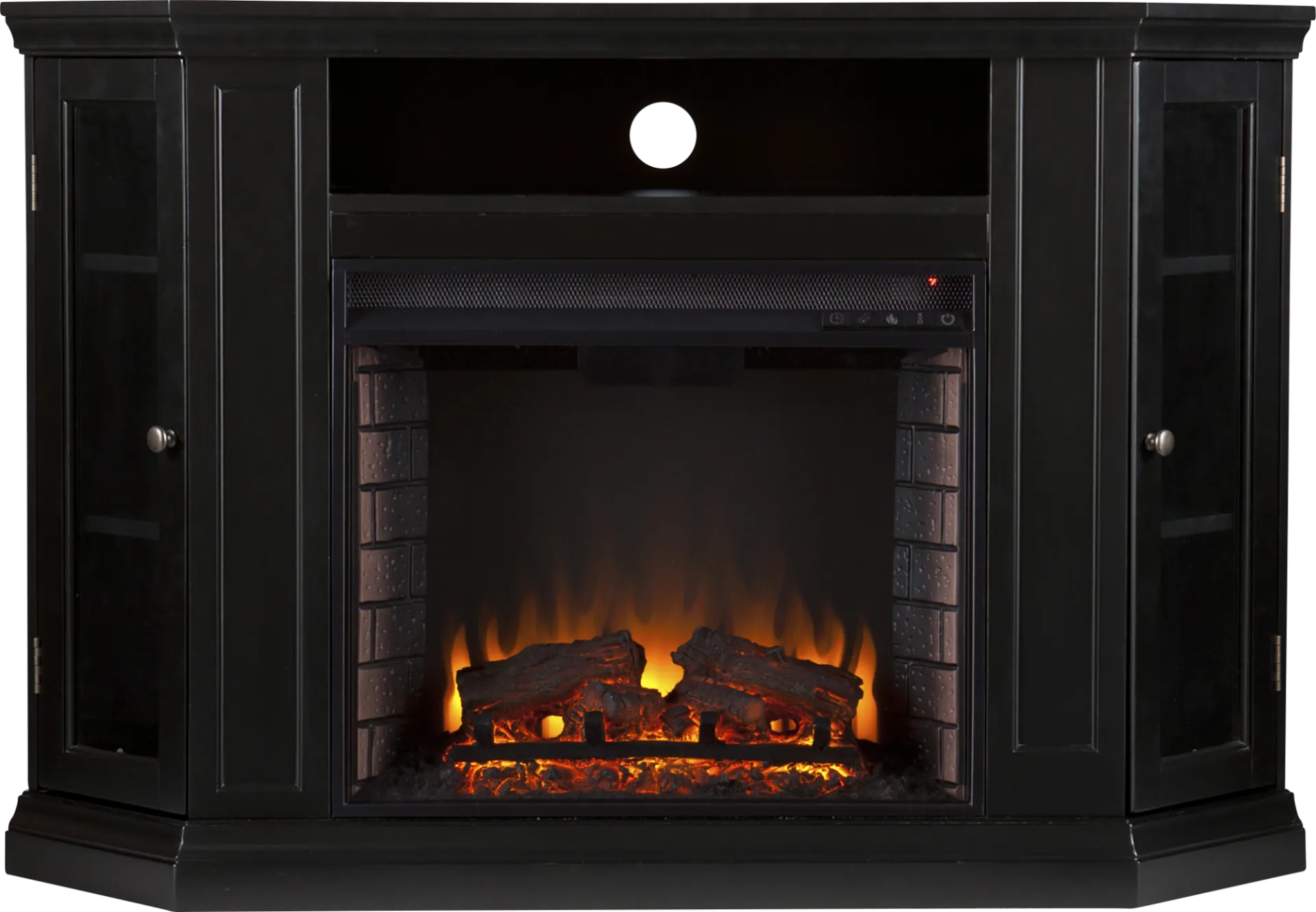 Elmwaki Black 48 in. Console with Electric Log Fireplace - Image 1
