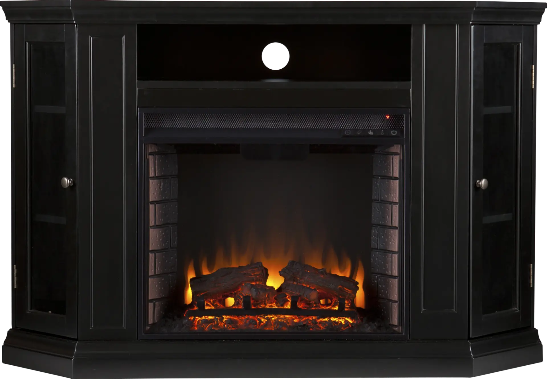 Elmwaki Black 48 in. Console with Electric Log Fireplace