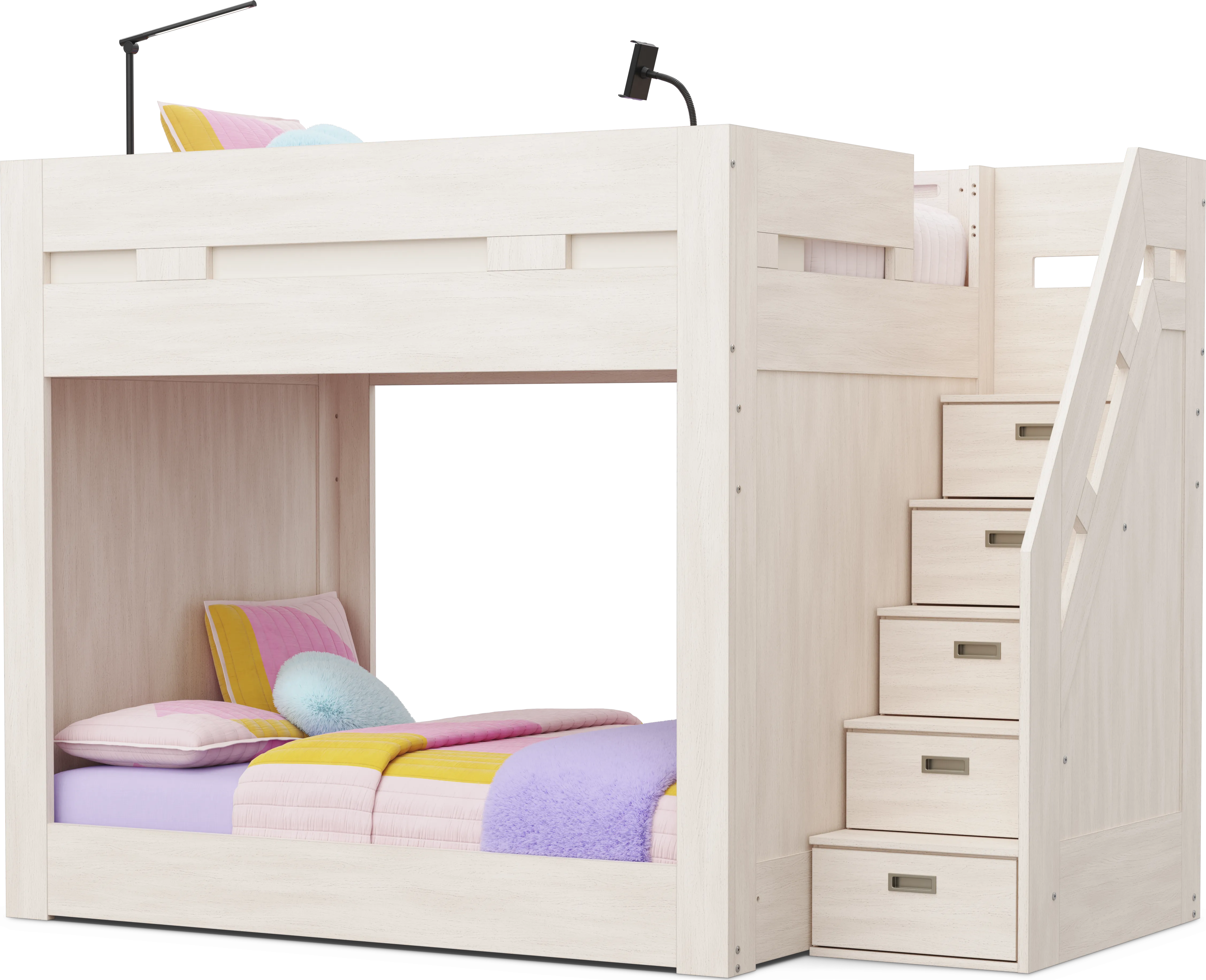 Kids Sierra Summit Linen Twin / Full Step Bunk with Tech Console - Image 1