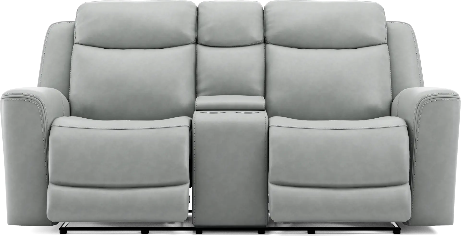 Davidson Arctic Leather Dual Power Reclining Console Loveseat