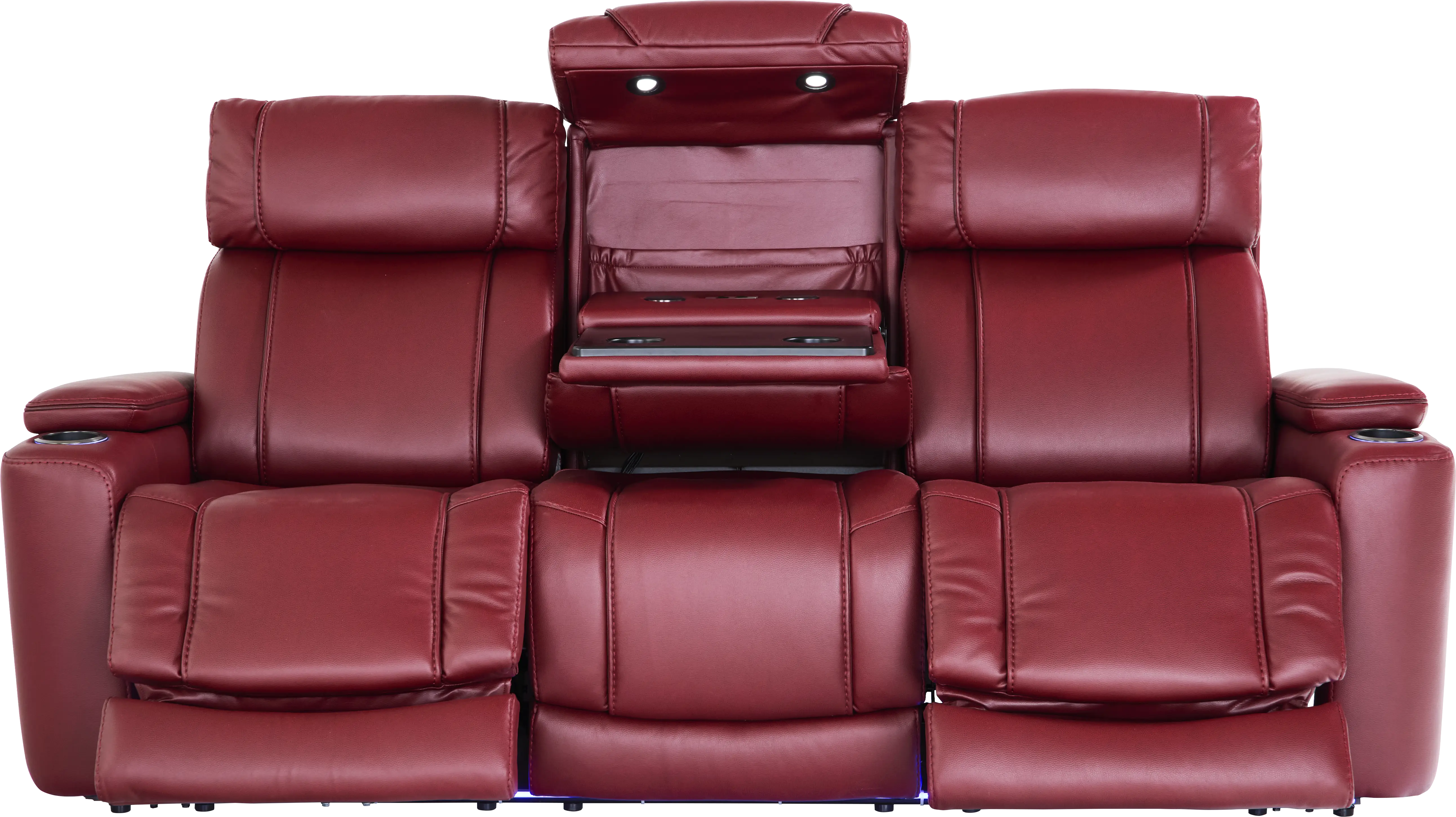 Haven Point Red Dual Power Reclining Sofa - Thumbnail - Image 1