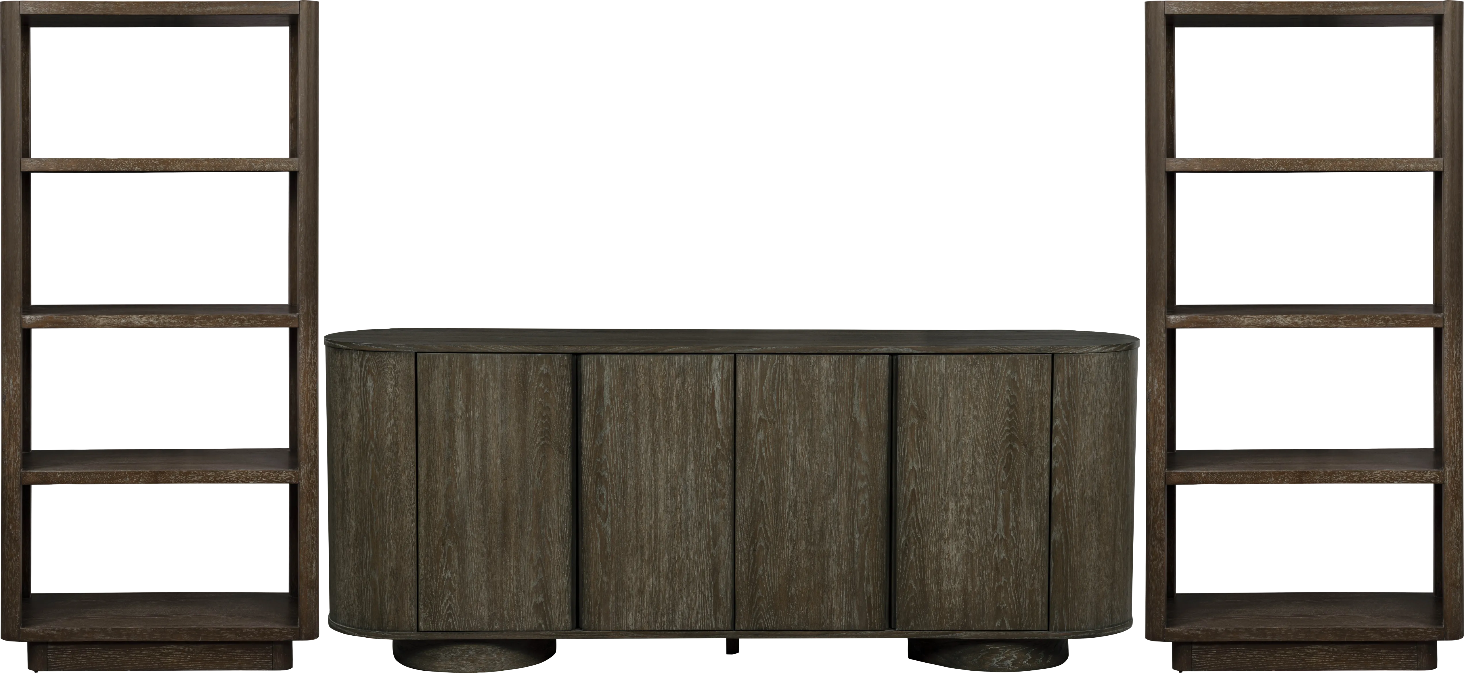 Pascal Oak Finished 3 Pc Wall Unit with 80 in. Console - Image 1