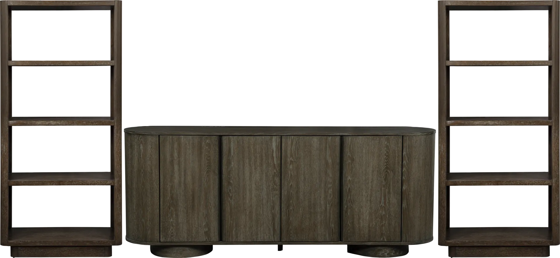 Pascal Oak Finished 3 Pc Wall Unit with 80 in. Console - Image 1
