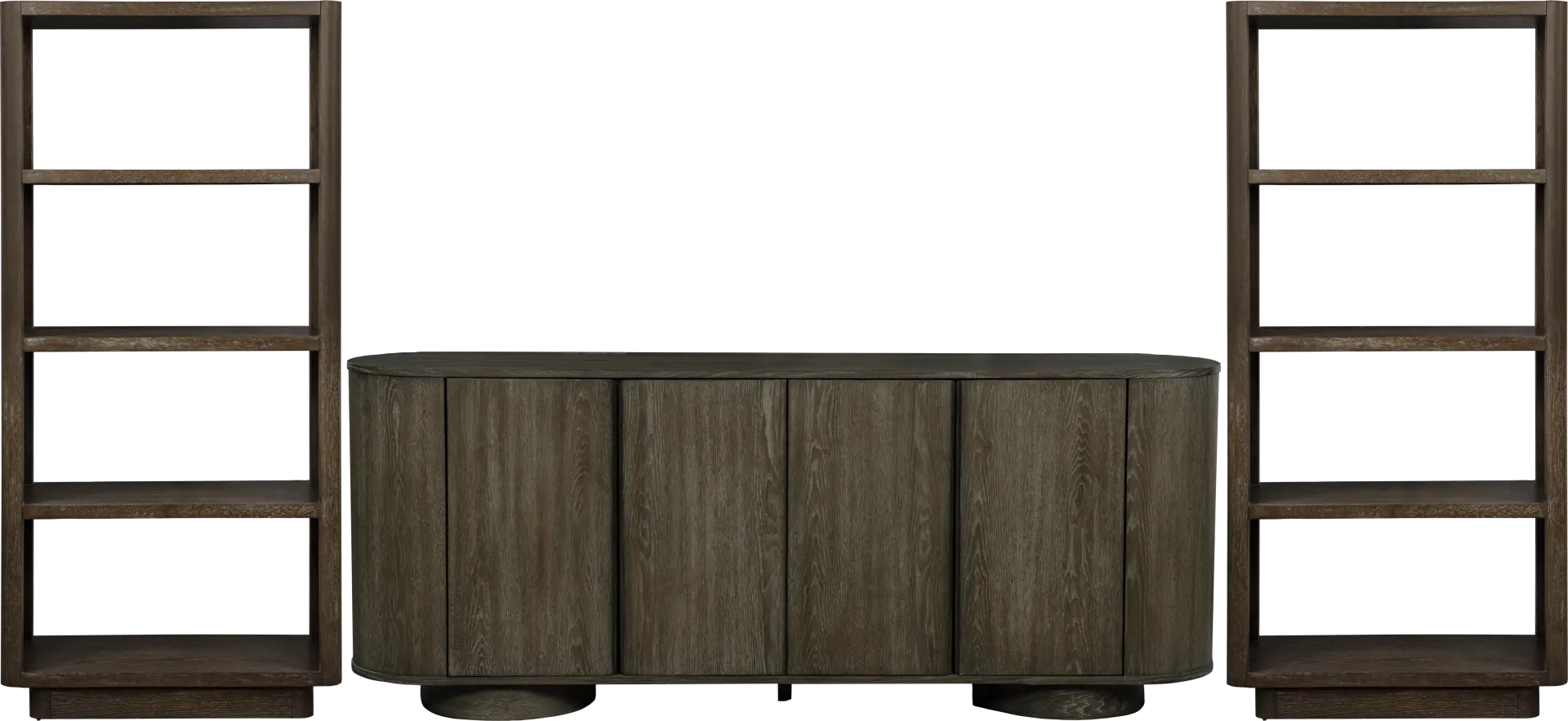 Pascal Oak Finished 3 Pc Wall Unit with 80 in. Console