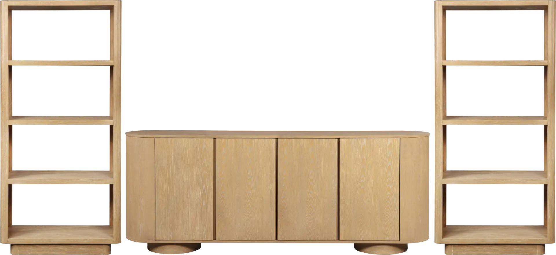 Pascal Natural 3 Pc Wall Unit with 80 in. Console