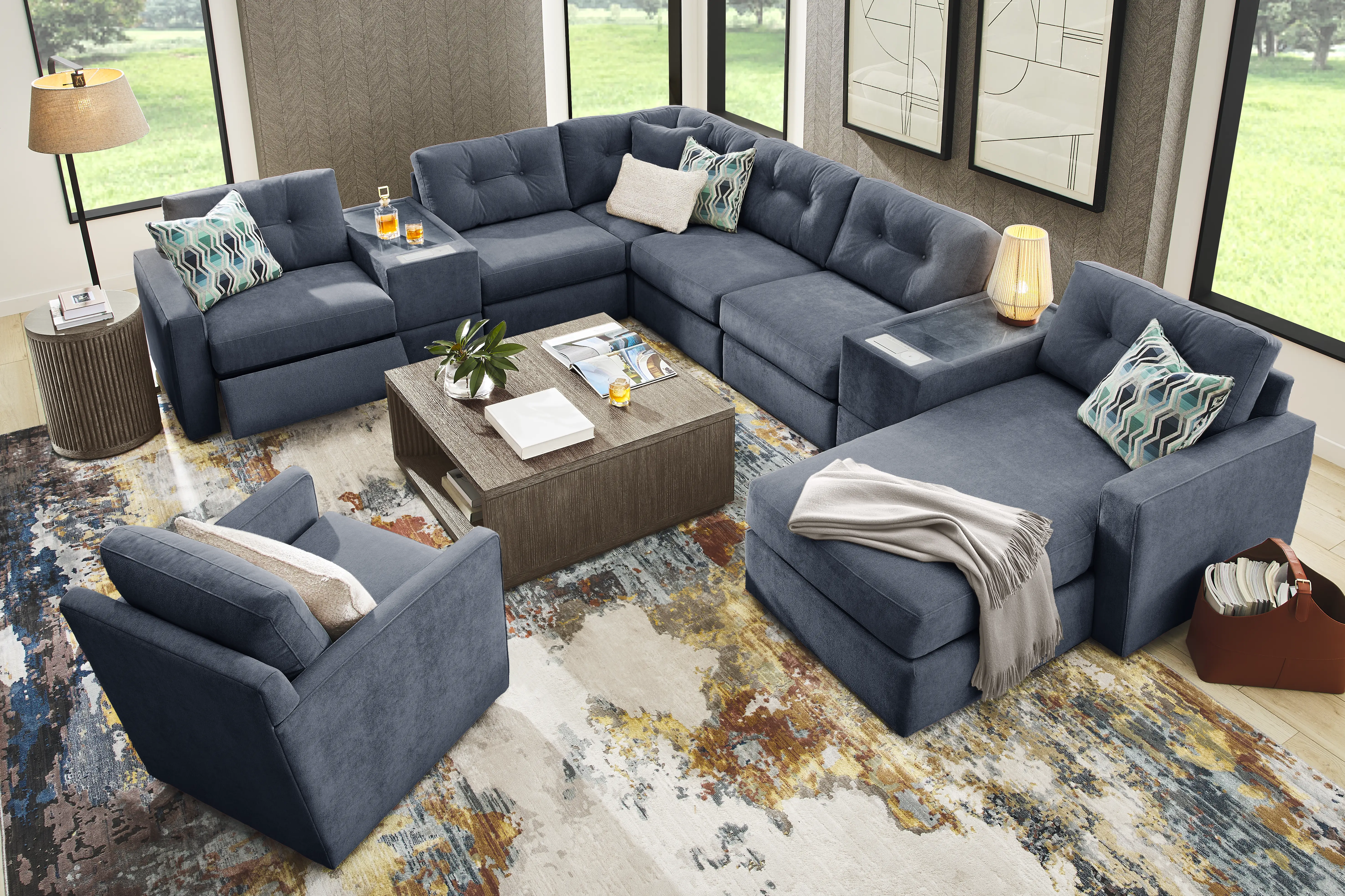 Indigo 8 Pc Power Reclining ModularOne with Media Consoles - Image 1