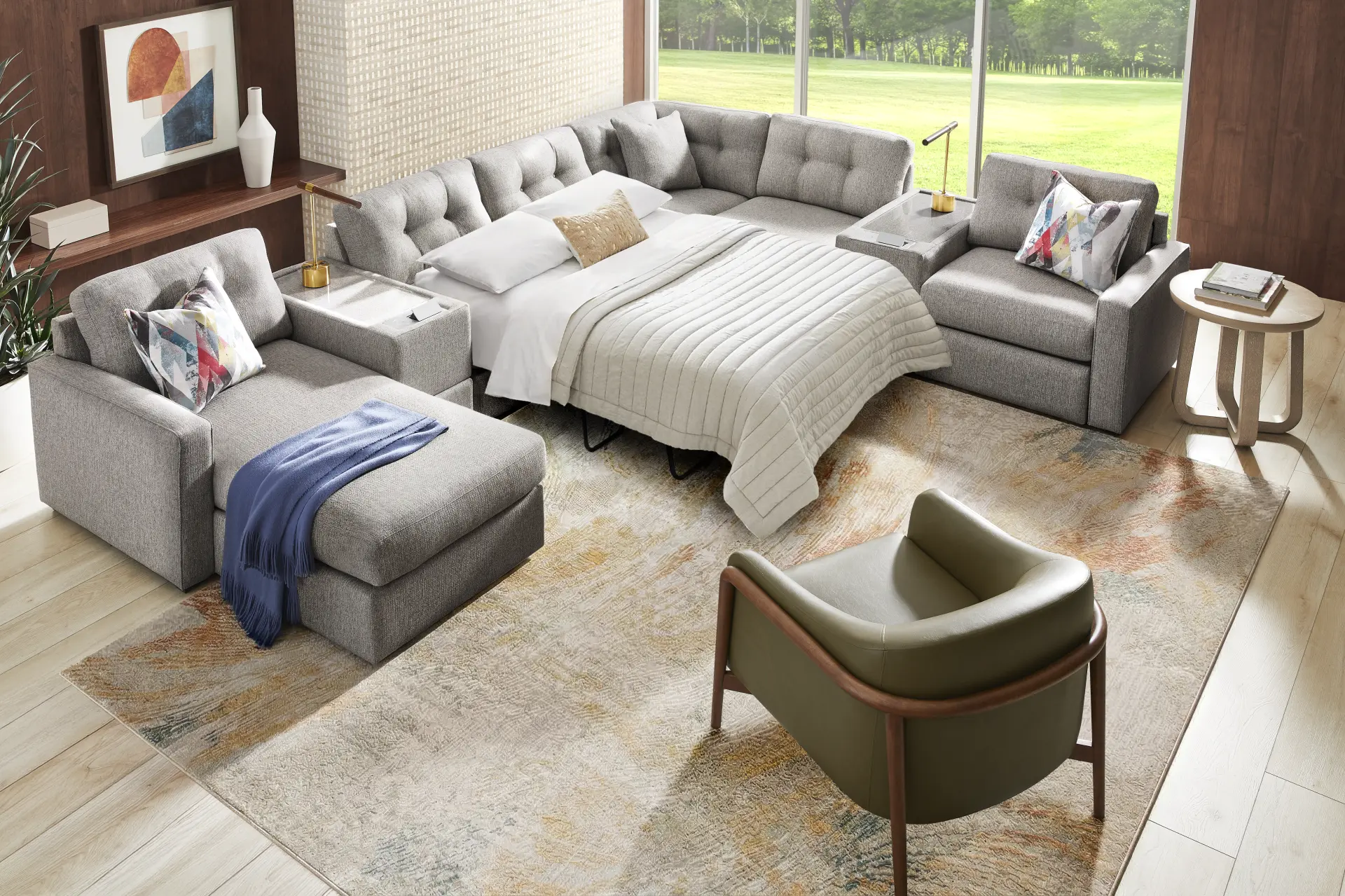 Gray 7 Pc ModularOne Sleeper with Media Consoles