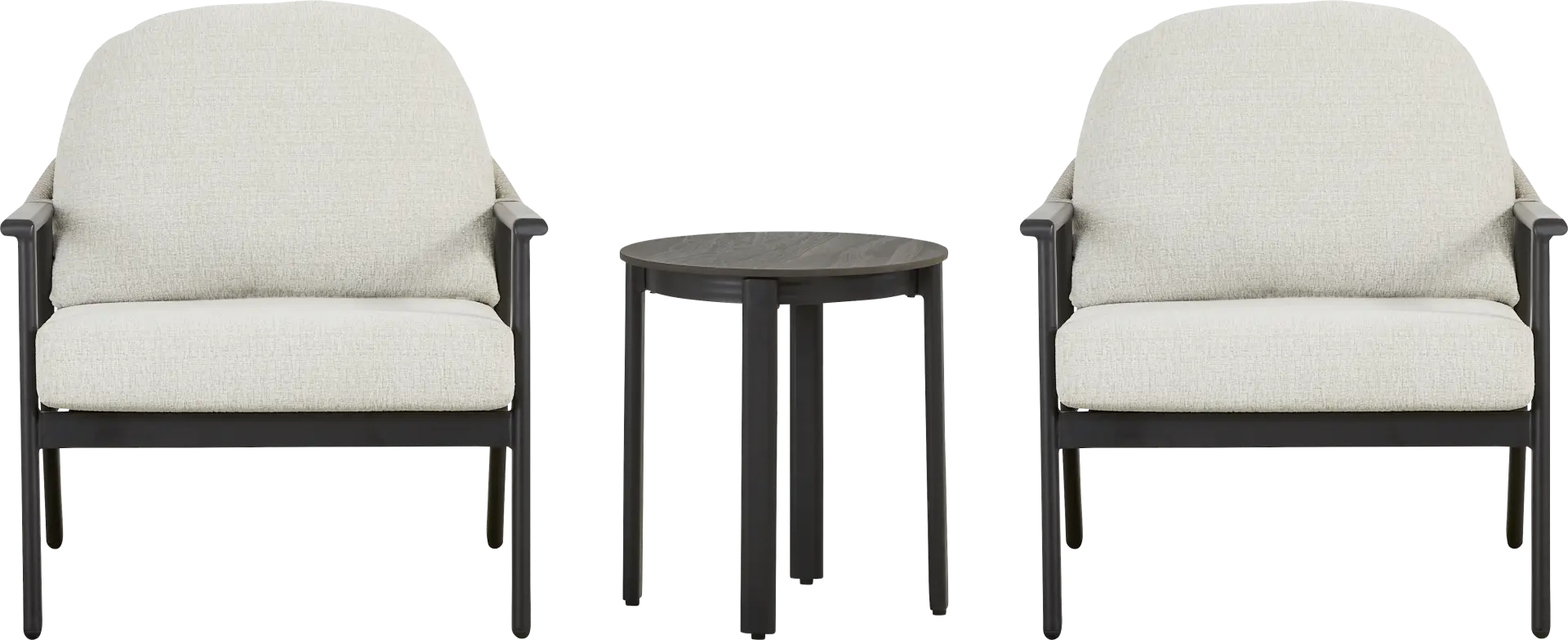 Porto Black 3 Pc Outdoor Chat Set with Beige Cushions