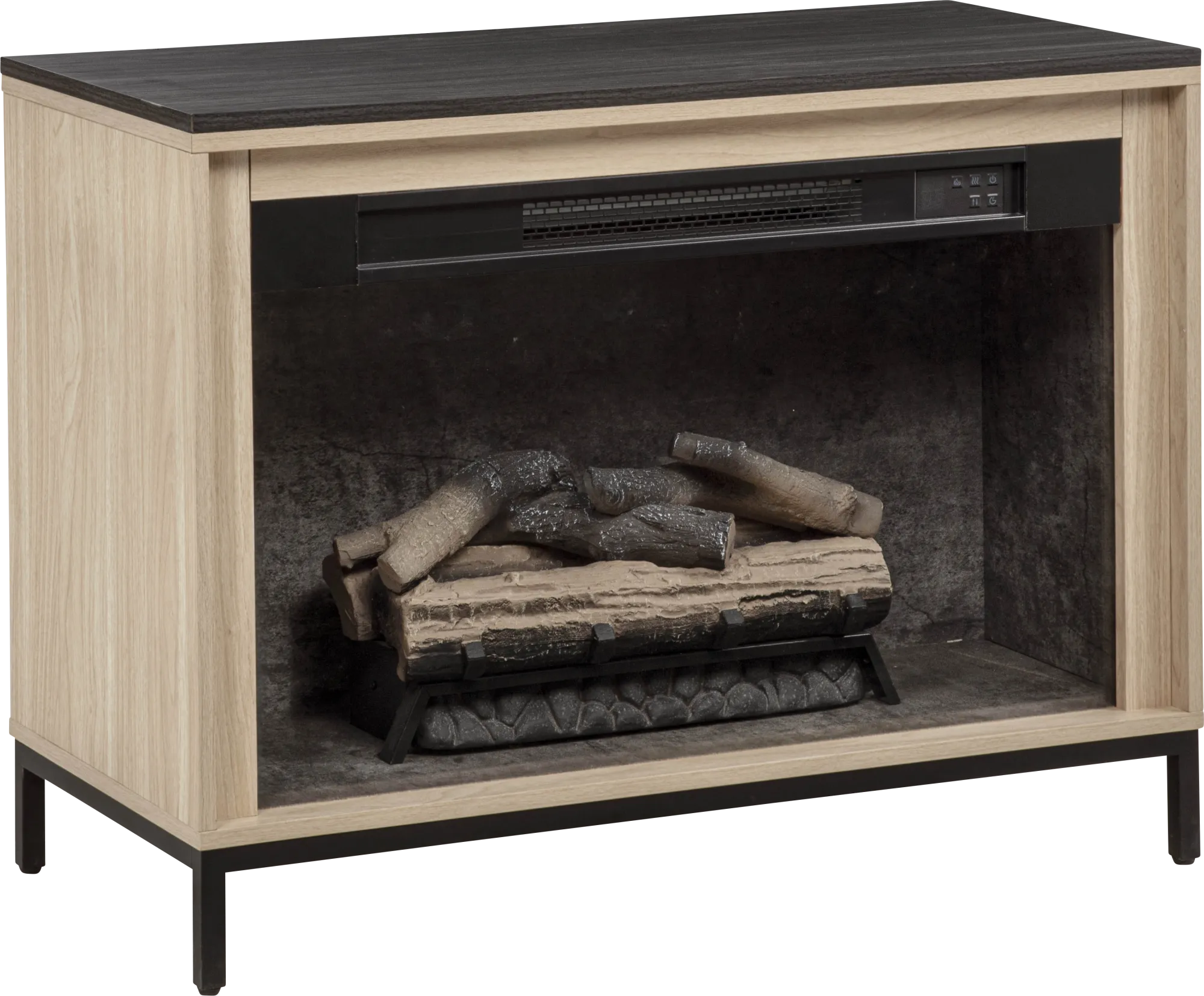 Abline Light Brown 34 in. Console with Electric Fireplace - Thumbnail - Image 1