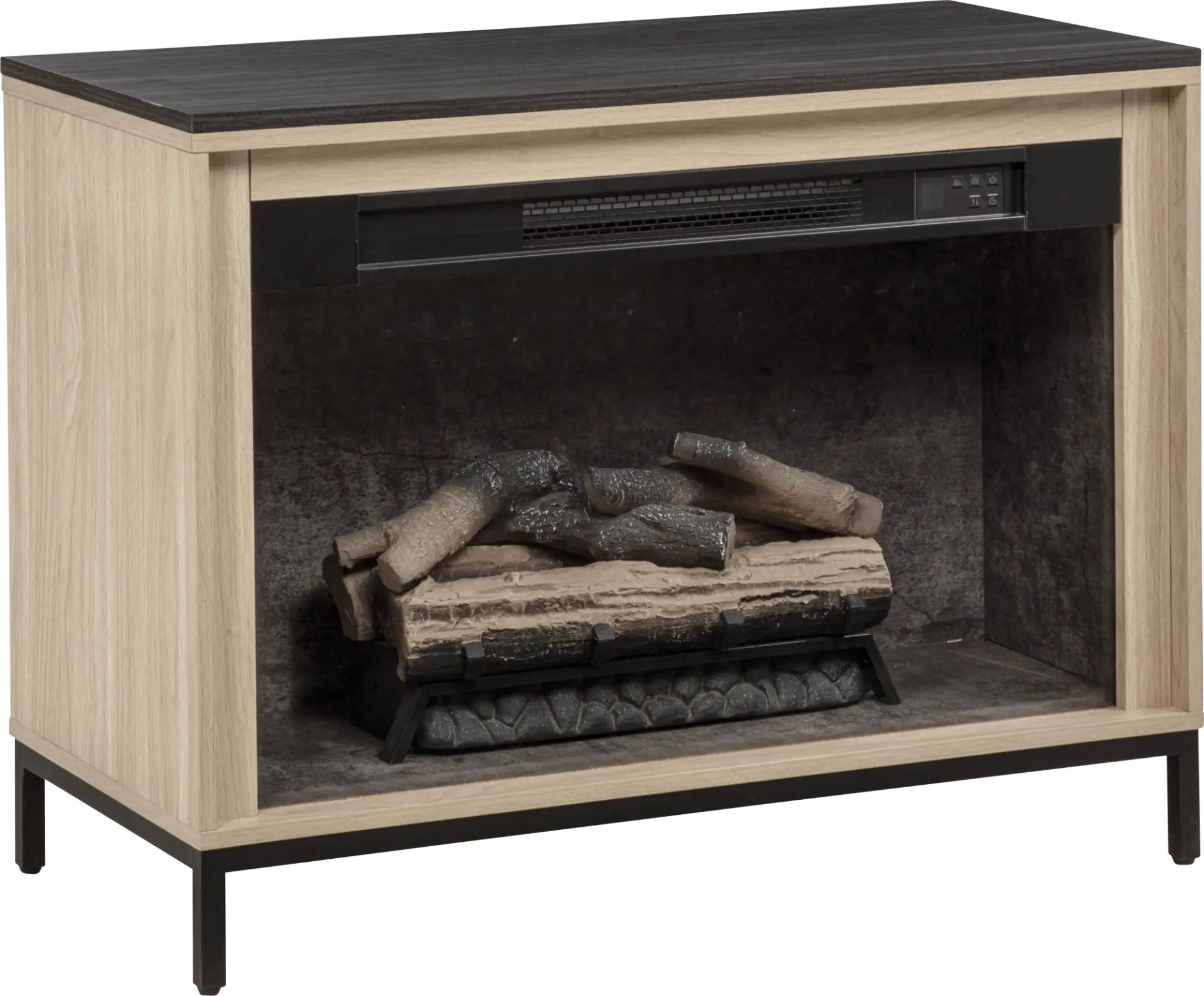 Abline Light Brown 34 in. Console with Electric Fireplace