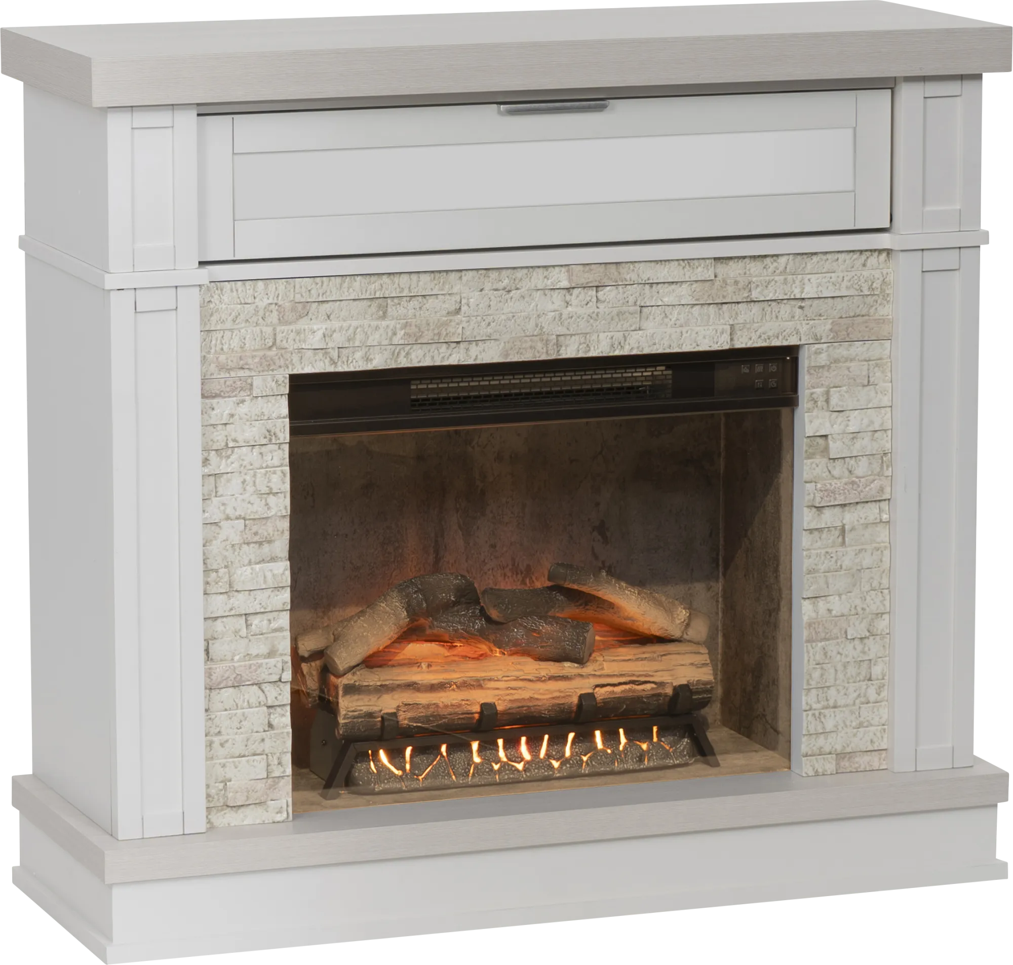 Suntos White 40 in. Console with Electric Fireplace - Thumbnail - Image 1
