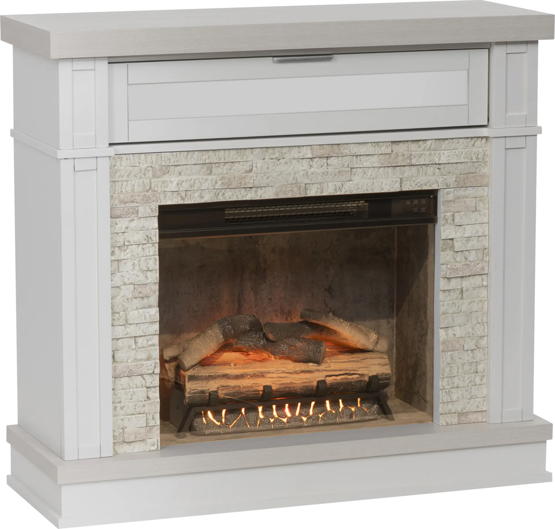 Suntos White 40 in. Console with Electric Fireplace