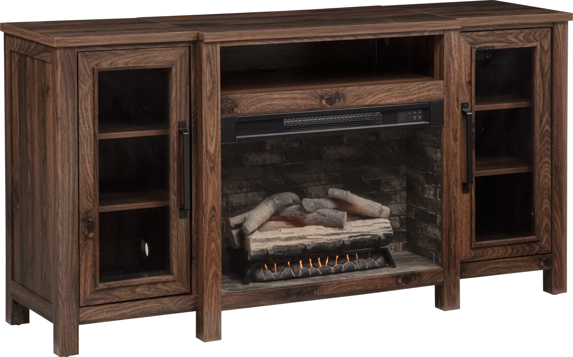 Durnan Brown 60 in. Console with Electric Fireplace