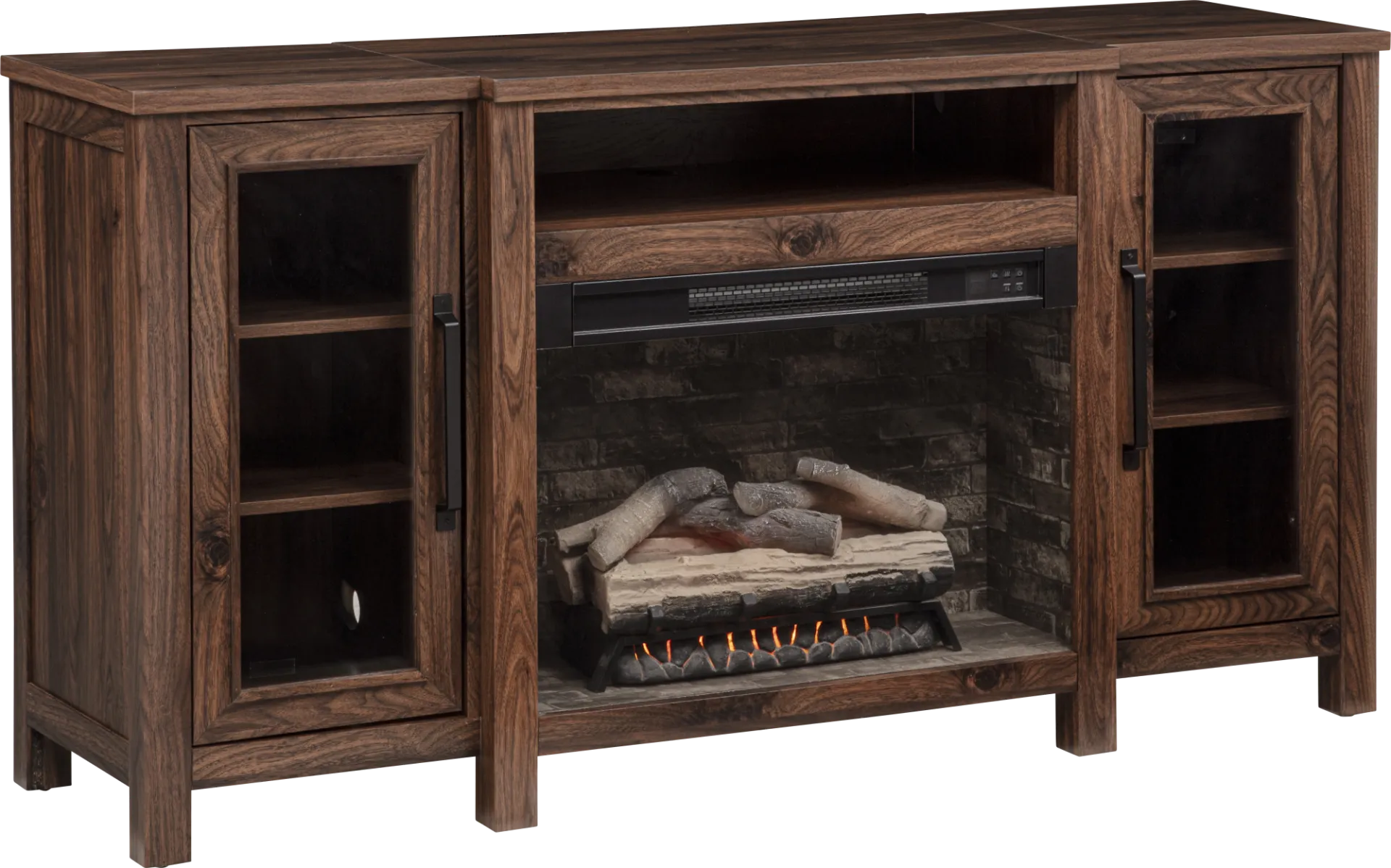 Durnan Brown 60 in. Console with Electric Fireplace - Image 1