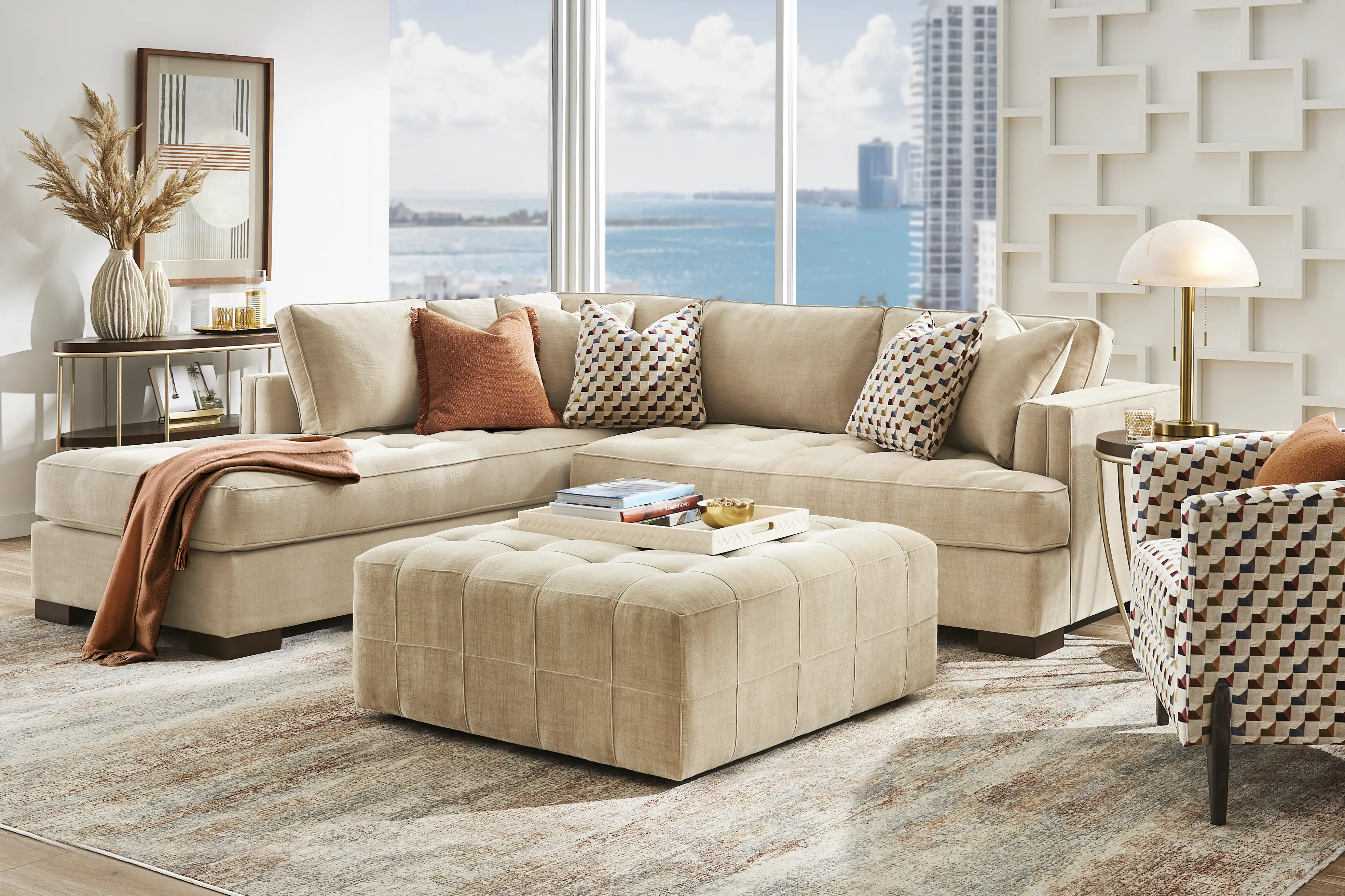 Mayfair Linen Cocktail Ottoman - Image 2