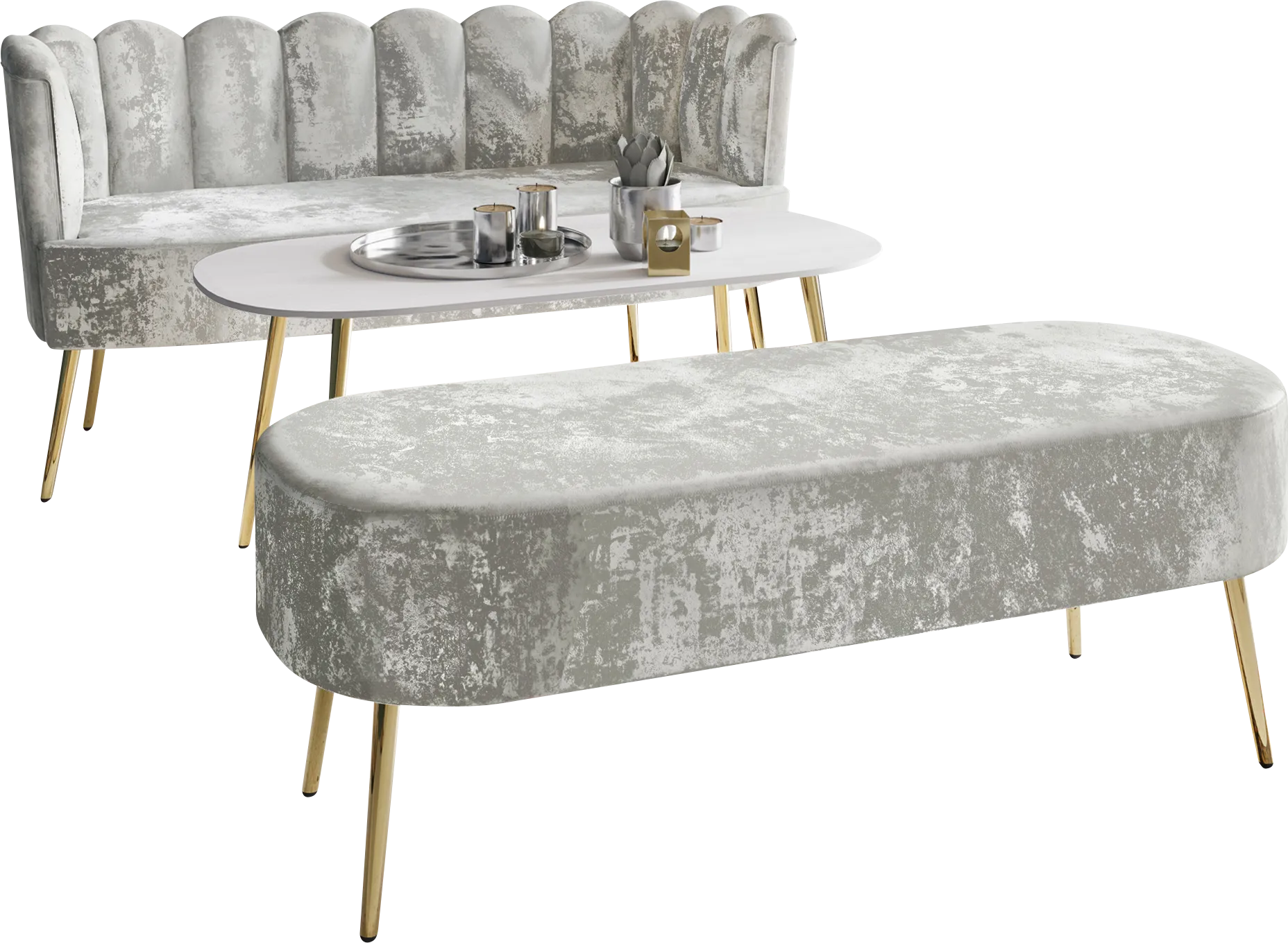 Calista Silver Sofa Set - Image 1