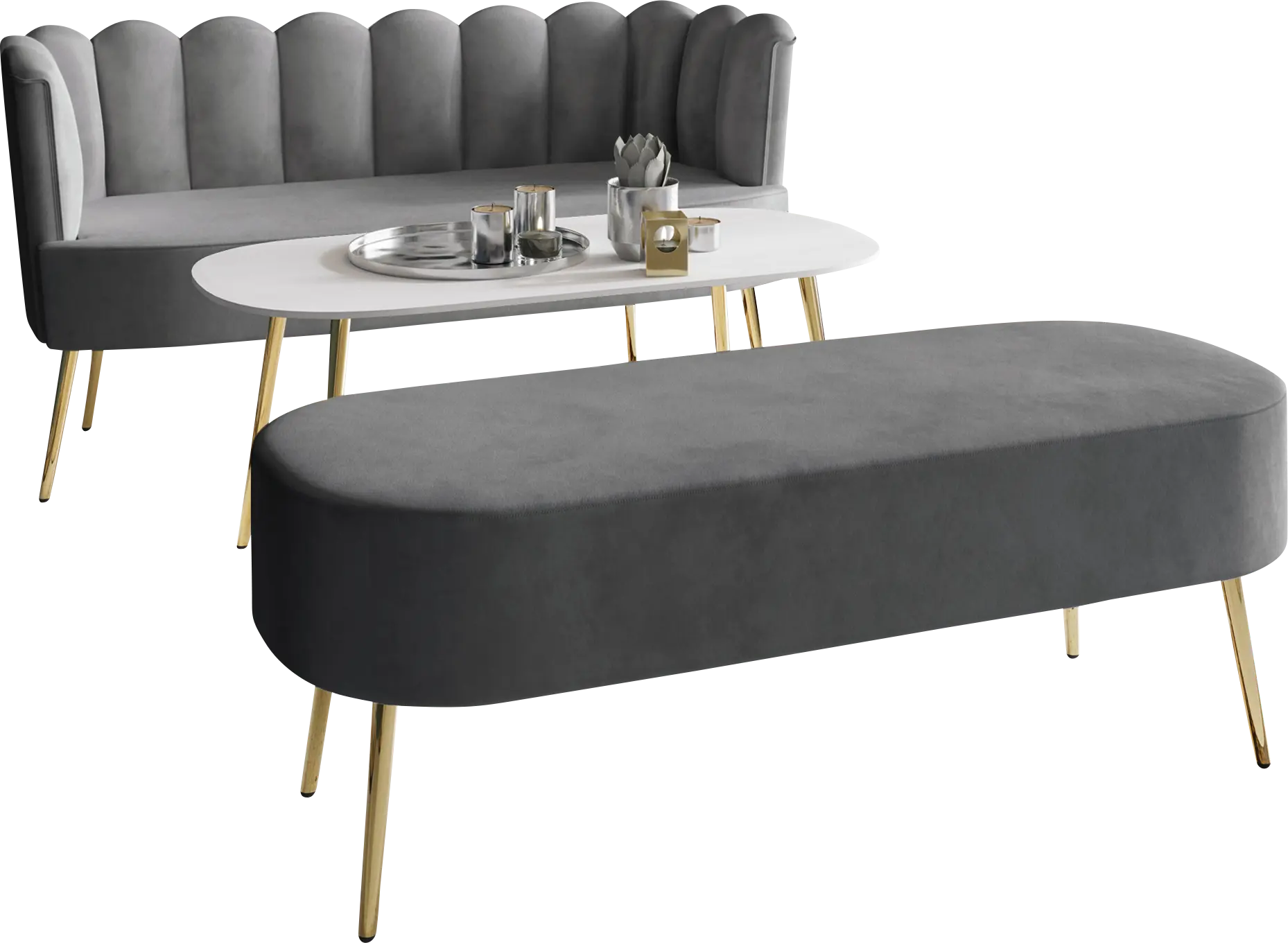Calista Light Gray Sofa Set