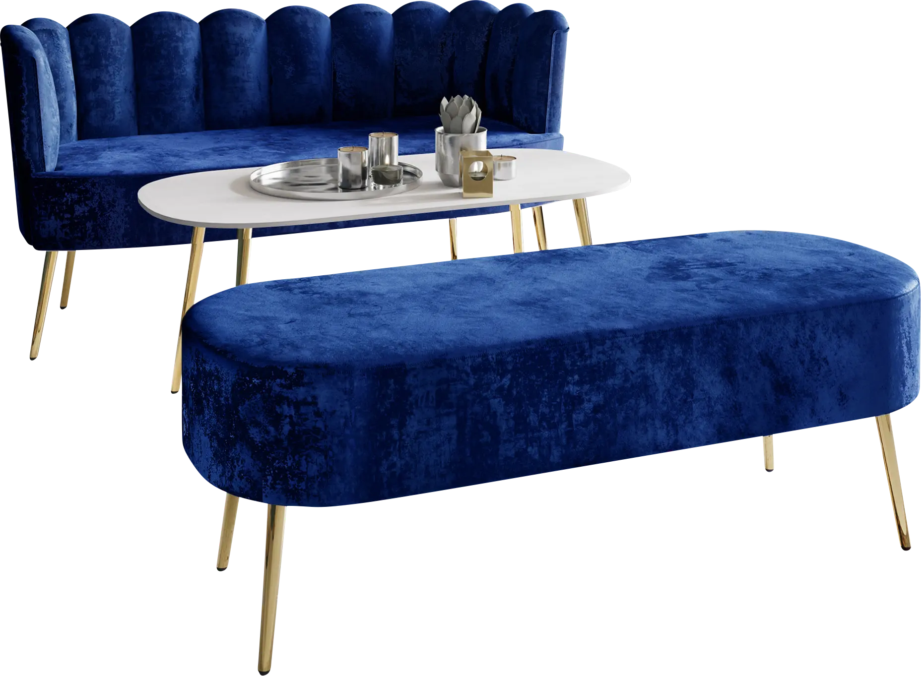 Calista Blue Sofa Set
