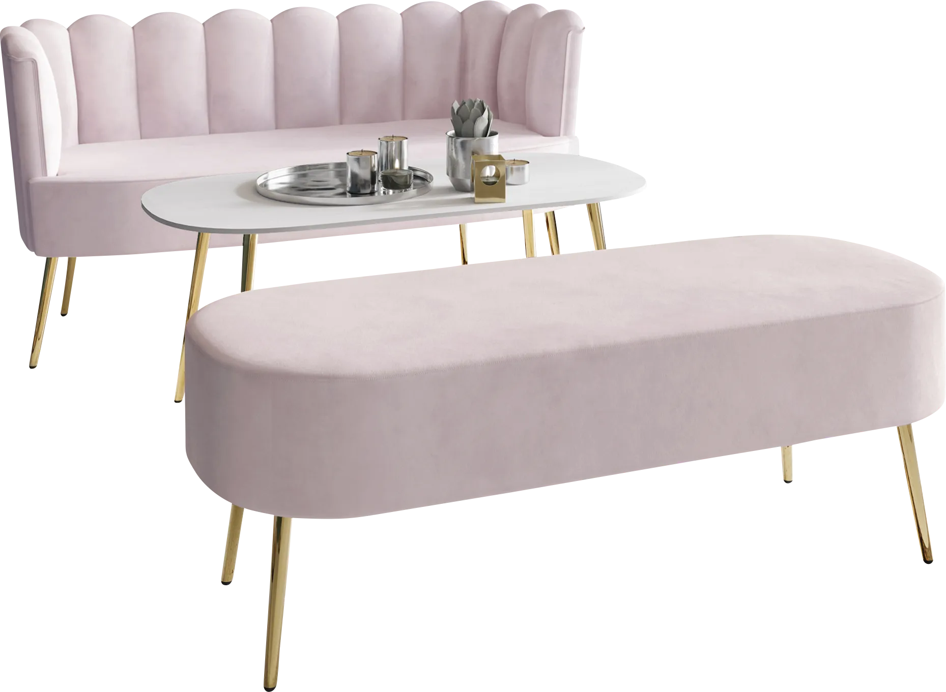 Calista Pink Sofa Set - Image 1