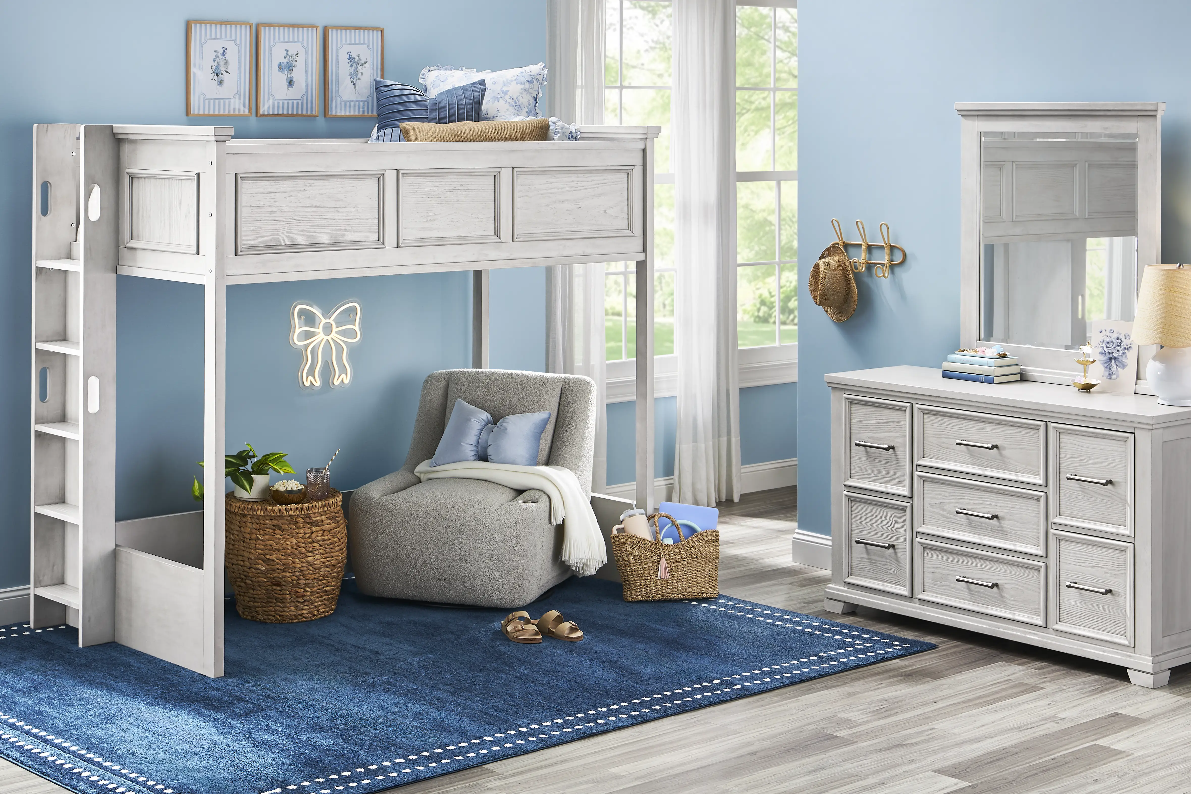 Kids Canyon Lake 2.0 Ash Gray Twin Loft Bed - Image 1