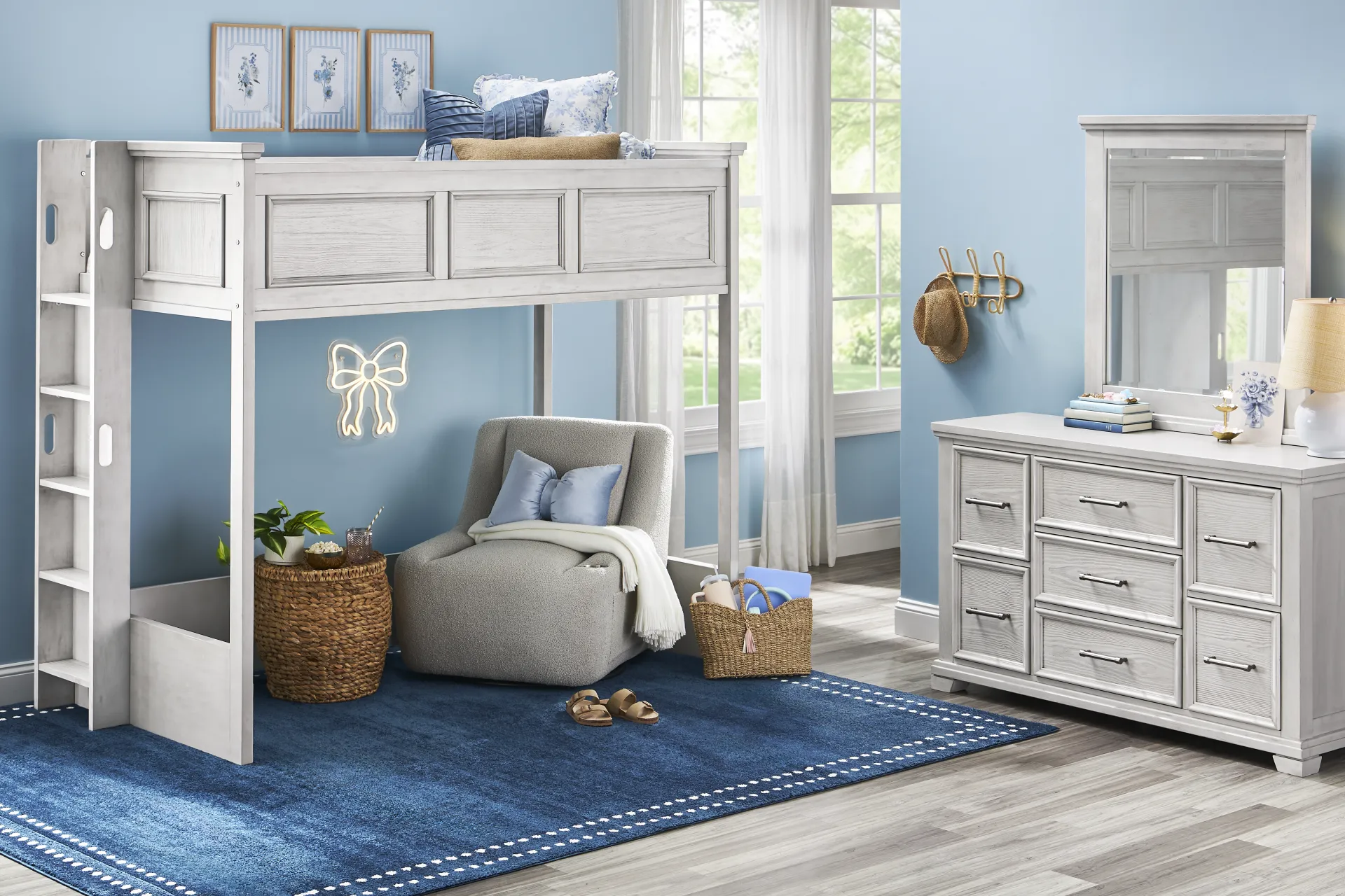Kids Canyon Lake 2.0 Ash Gray Twin Loft Bed - Image 1
