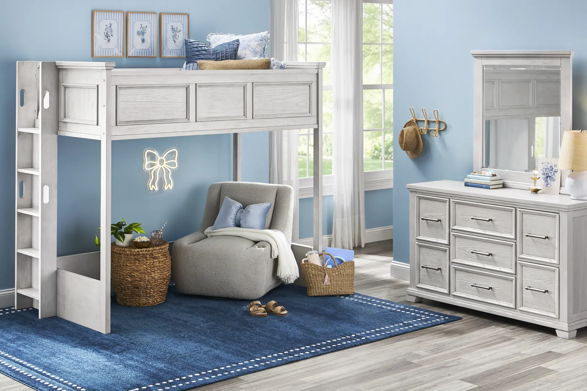 Kids Canyon Lake 2.0 Ash Gray Twin Loft Bed