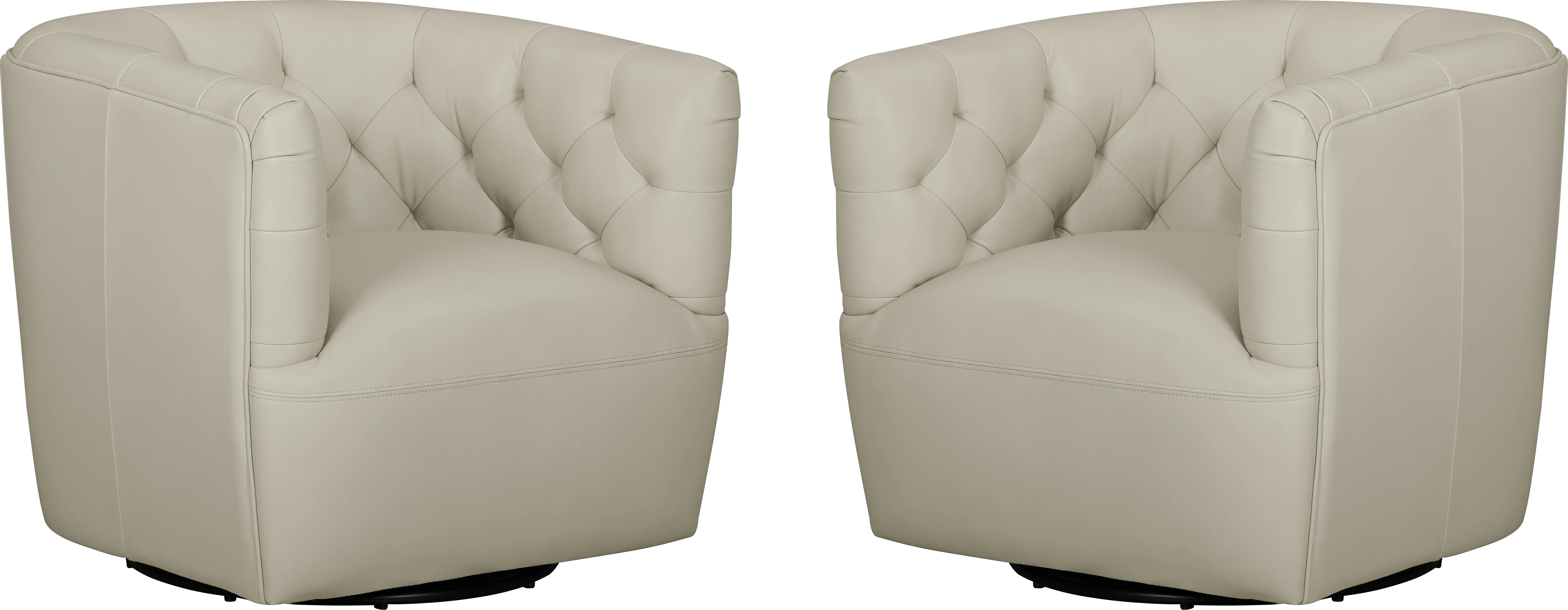 Antonio Beige Leather Swivel Chair Pair - Image 1