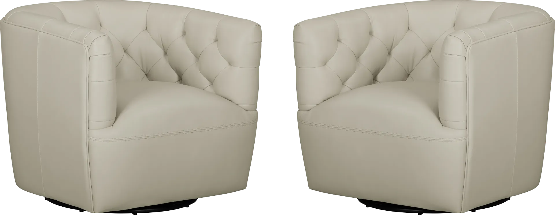 Antonio Beige Leather Swivel Chair Pair - Image 1