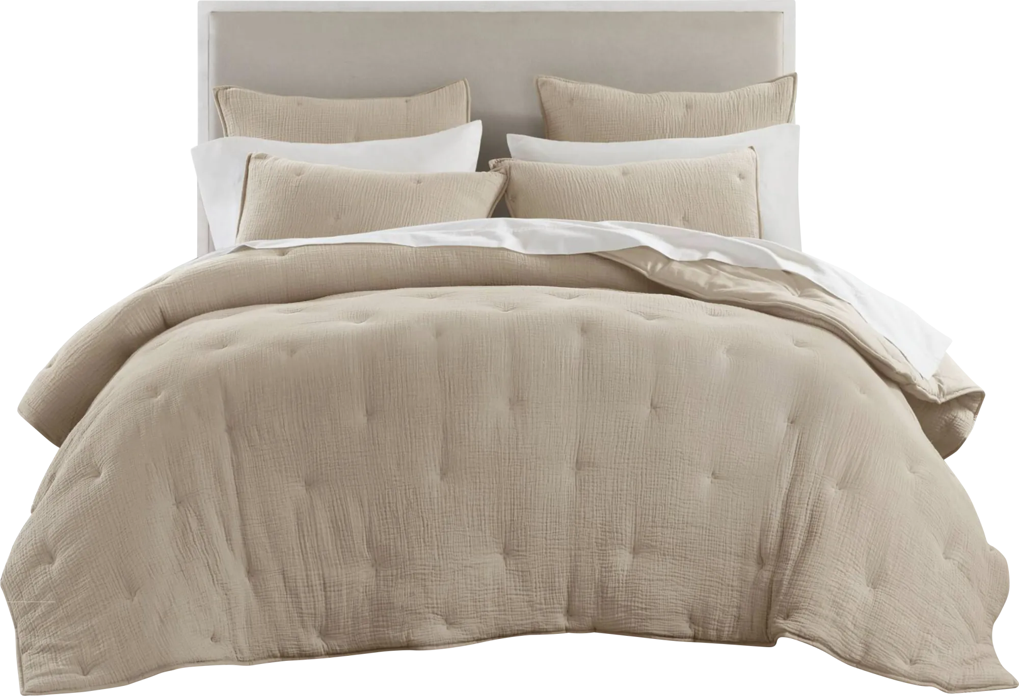 Osne Taupe 3 Pc King Quilt Set - Image 1
