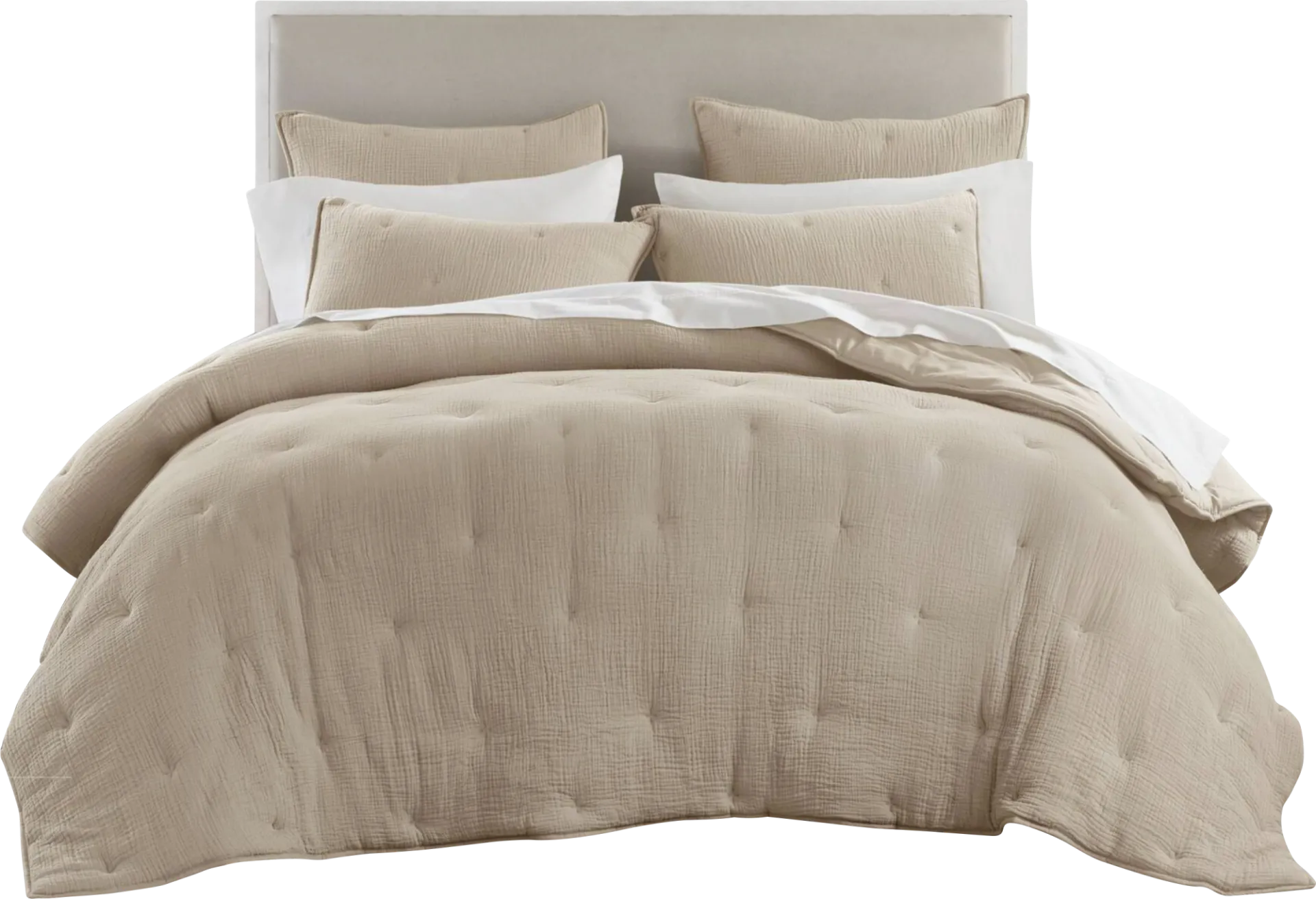 Osne Taupe 3 Pc King Quilt Set - Image 1