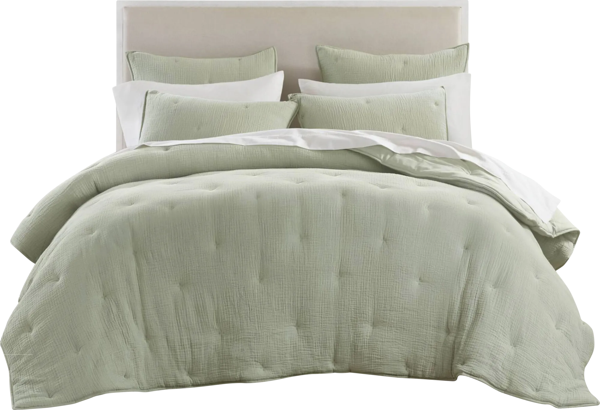 Osne Sage Green 3 Pc King Quilt Set - Image 1