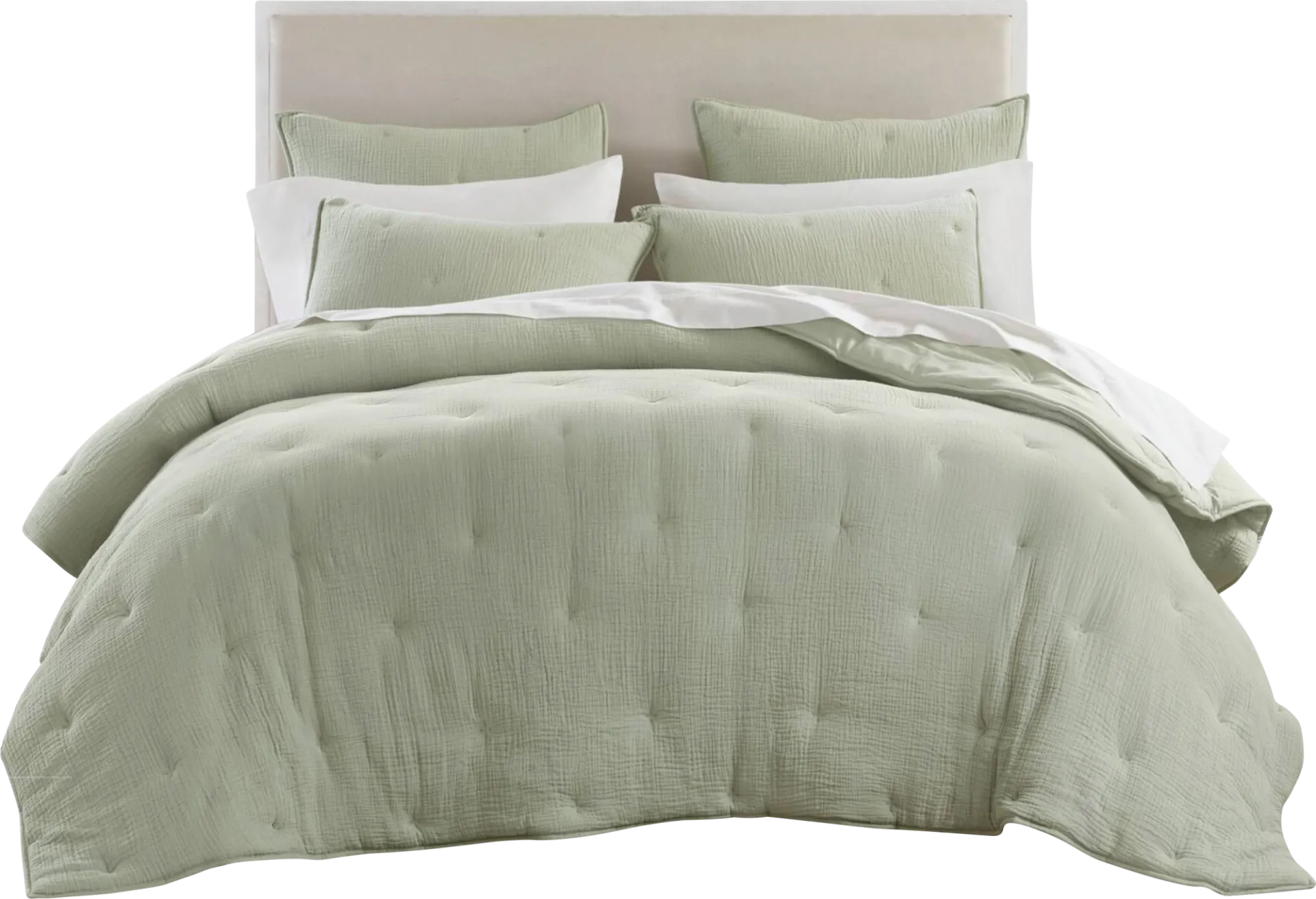 Osne Sage Green 3 Pc King Quilt Set - Image 1