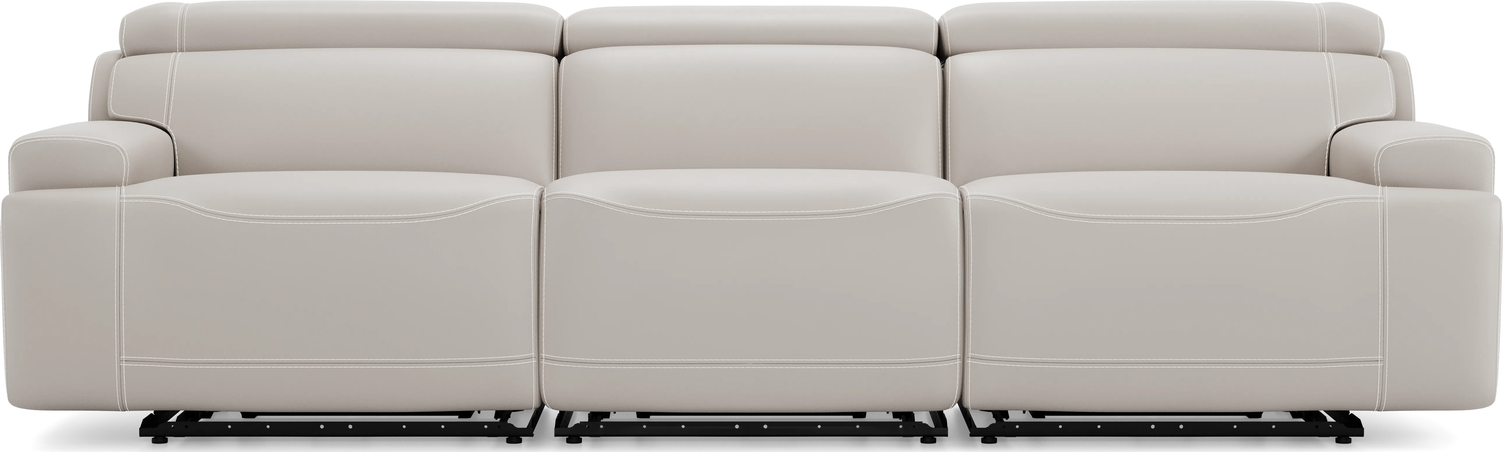 Alessio Light Gray Leather Dual Power Reclining Sofa - Image 1
