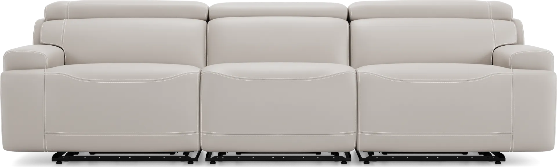 Alessio Light Gray Leather Dual Power Reclining Sofa - Image 1