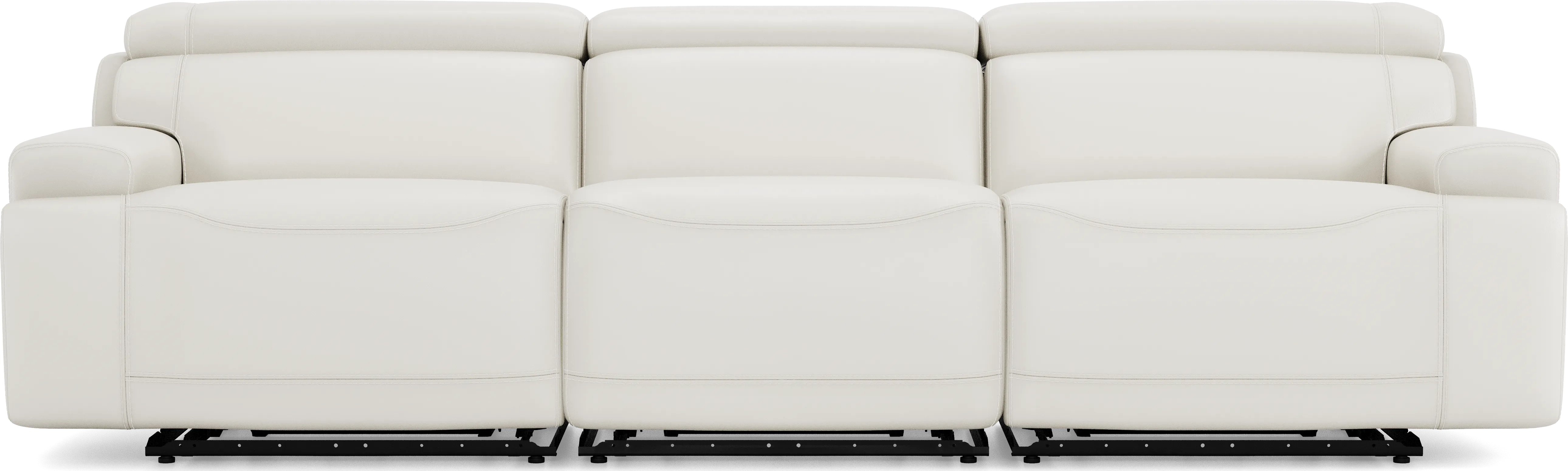 Alessio White Leather Dual Power Reclining Sofa - Image 1