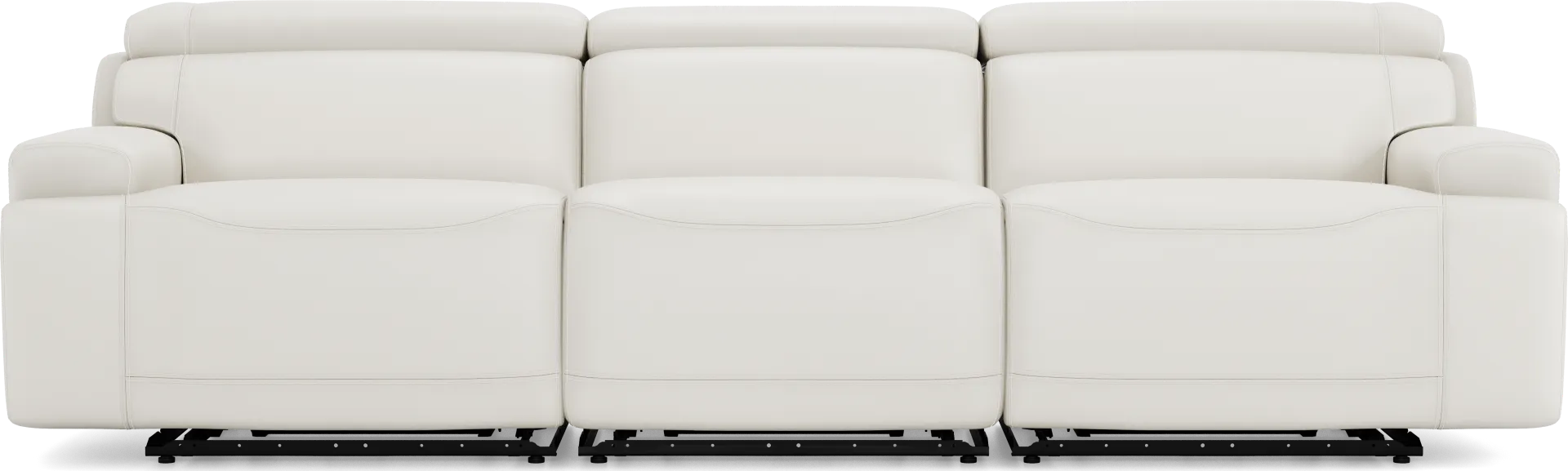 Alessio White Leather Dual Power Reclining Sofa - Image 1