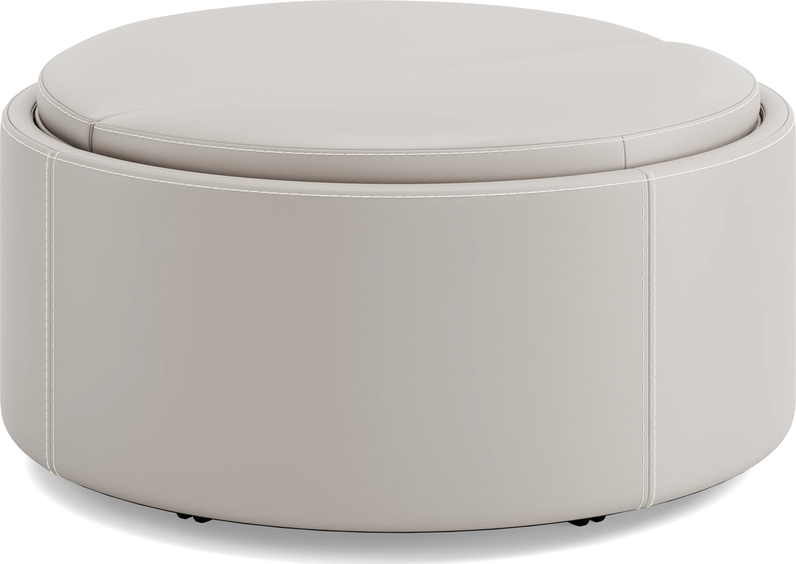 Alessio Light Gray Leather Cocktail Storage Ottoman - Image 1