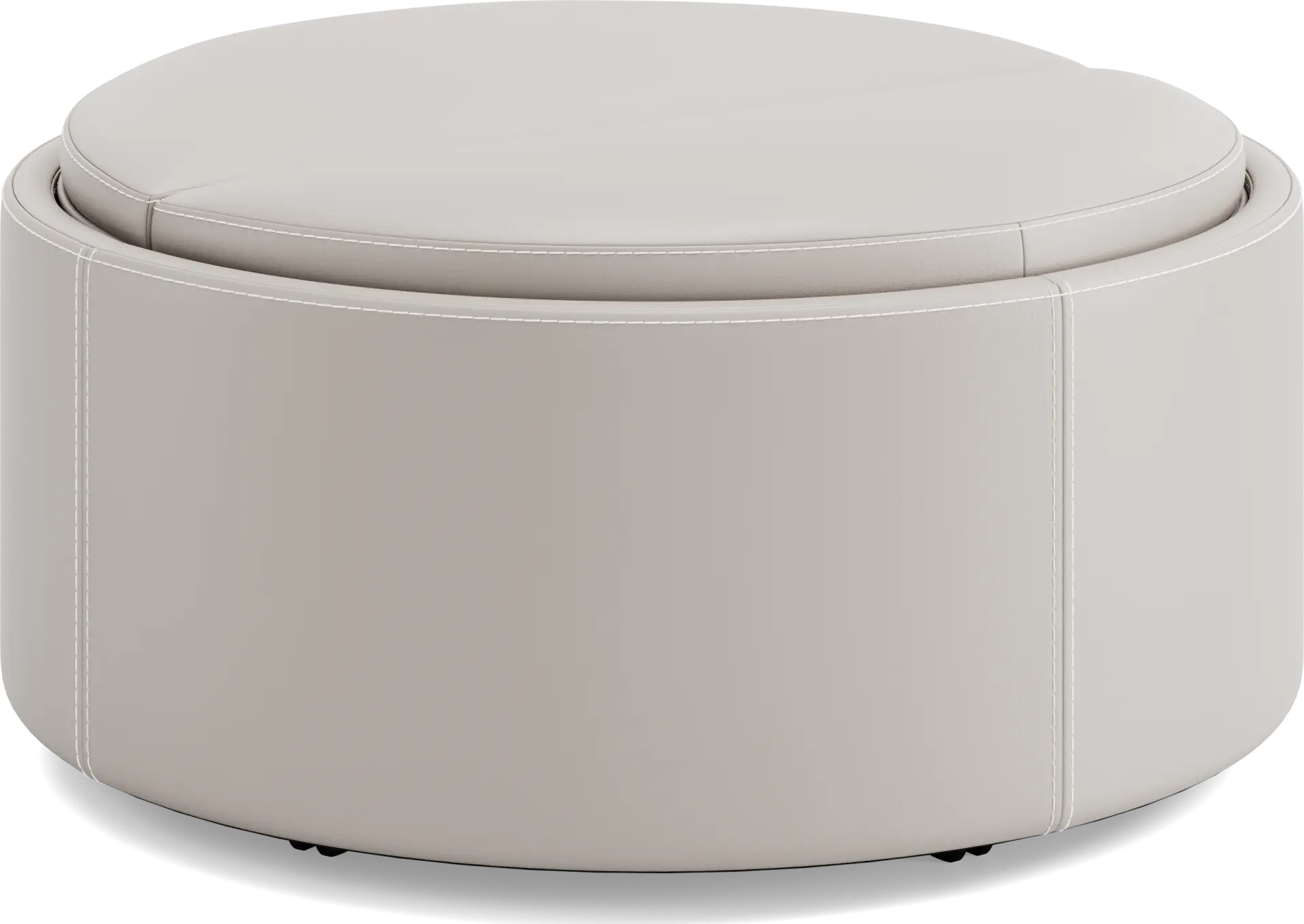 Alessio Light Gray Leather Cocktail Storage Ottoman