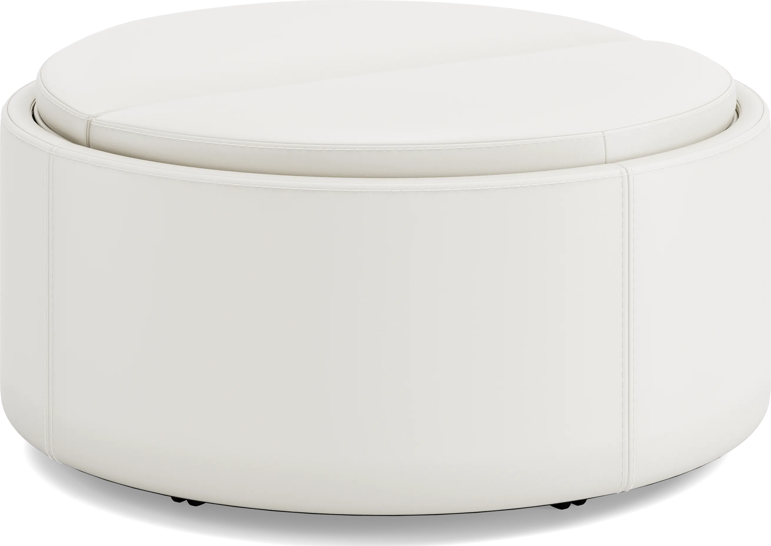 Alessio White Leather Cocktail Storage Ottoman - Image 1