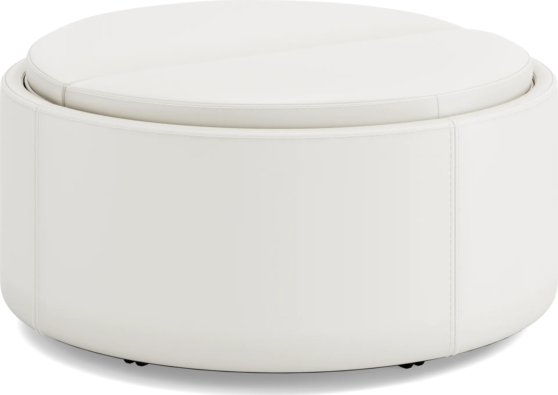 Alessio White Leather Cocktail Storage Ottoman - Image 1
