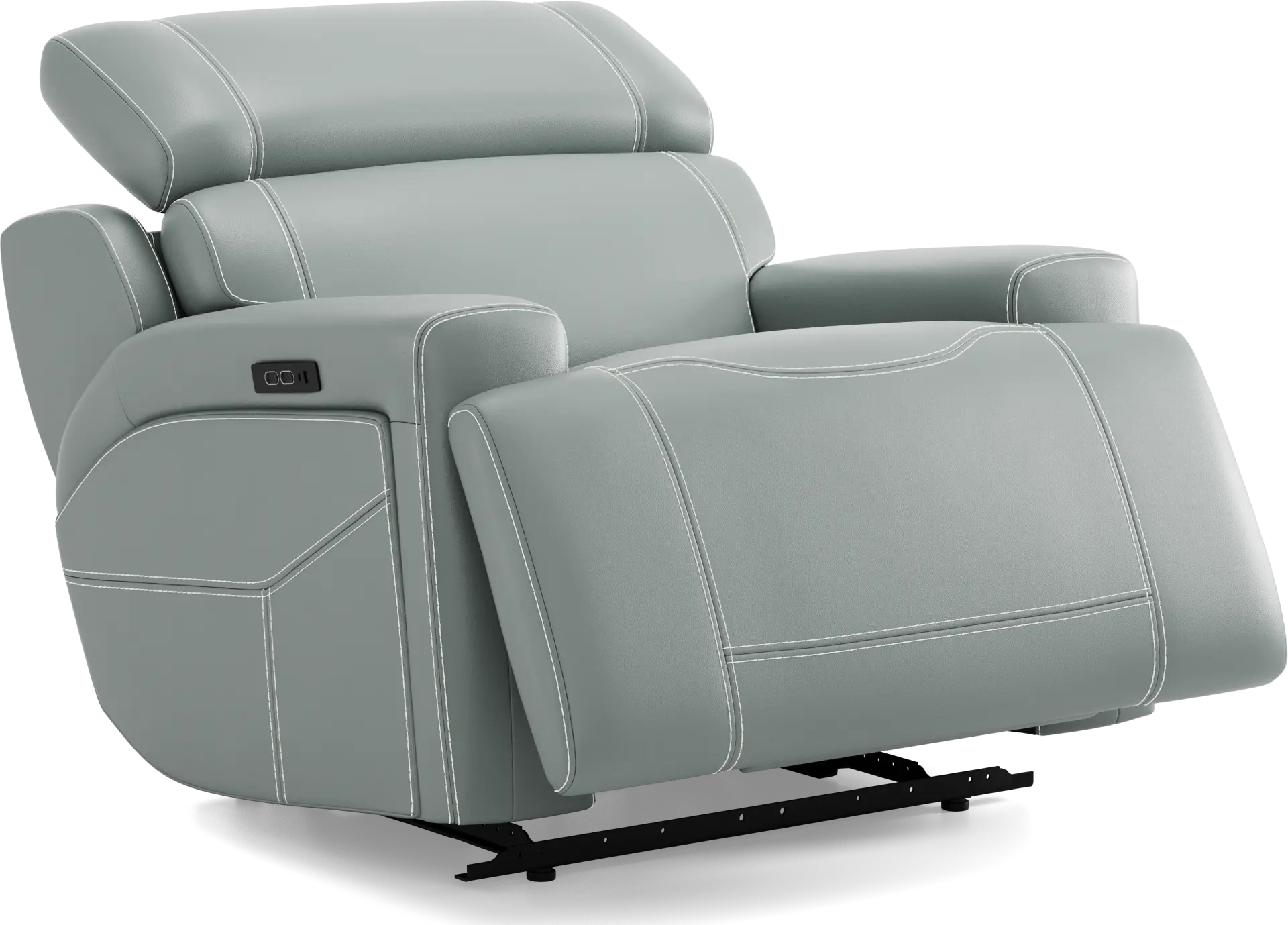 Alessio Mint Leather Dual Power Recliner