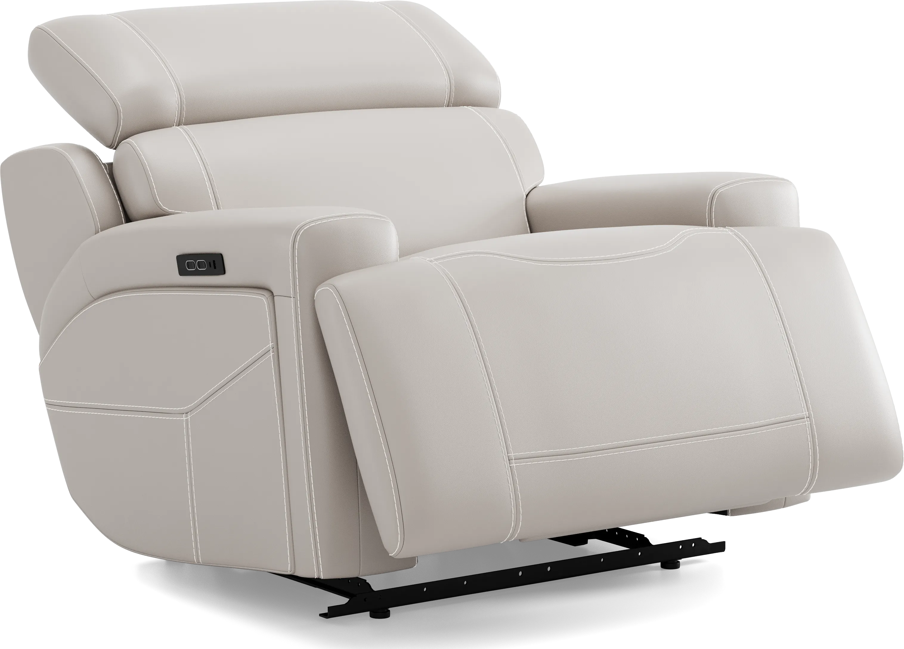 Alessio Light Gray Leather Dual Power Recliner - Image 1