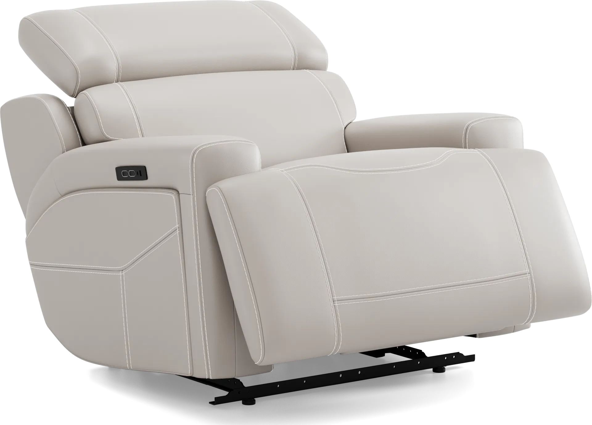 Alessio Light Gray Leather Dual Power Recliner - Image 1