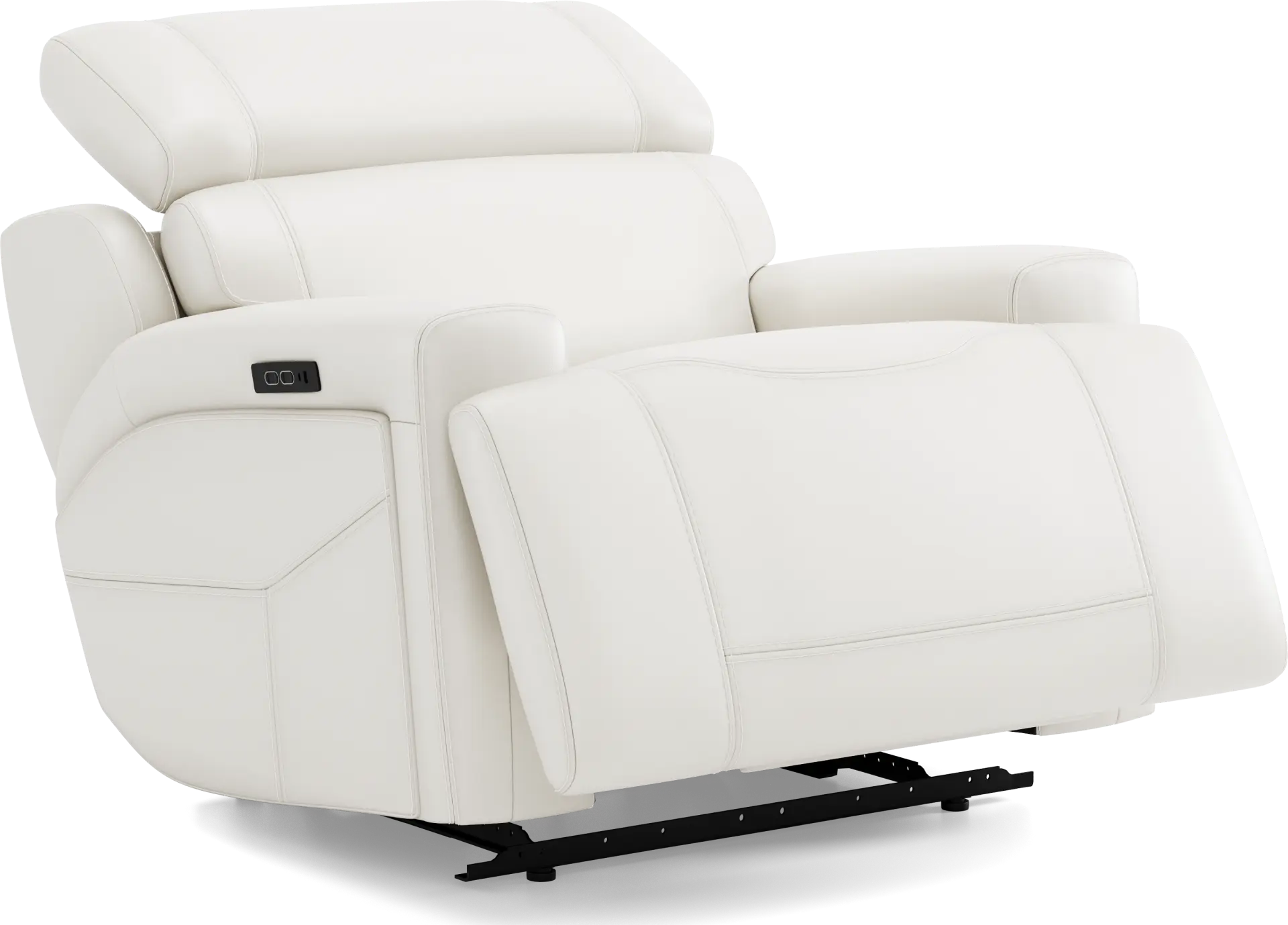 Alessio White Leather Dual Power Recliner