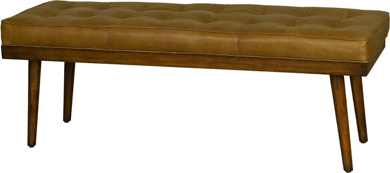 Carlo Walnut Brown Leather Accent Bench | Rooms to Go
