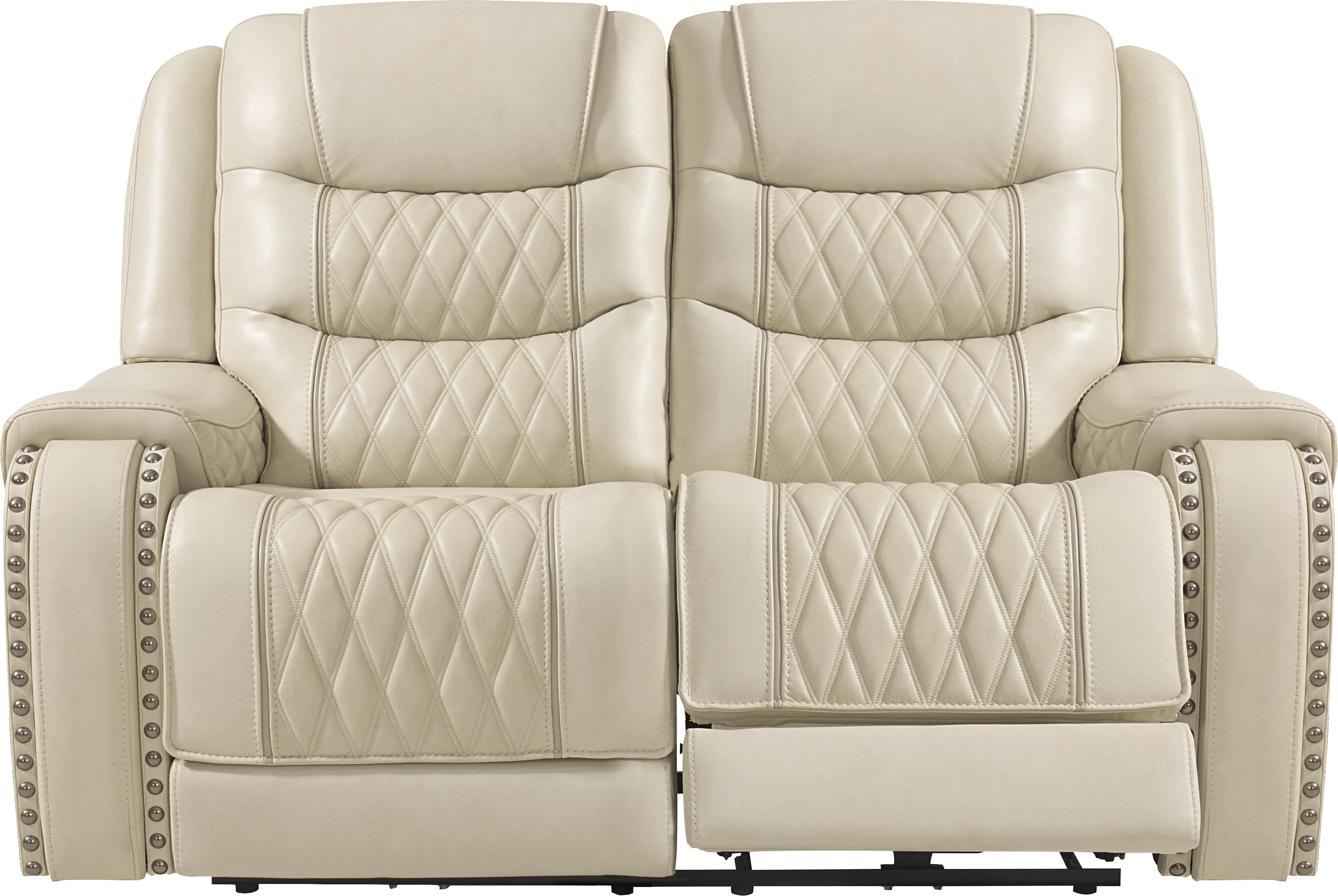 Marquee Cream Leather Reclining Loveseat - Image 1