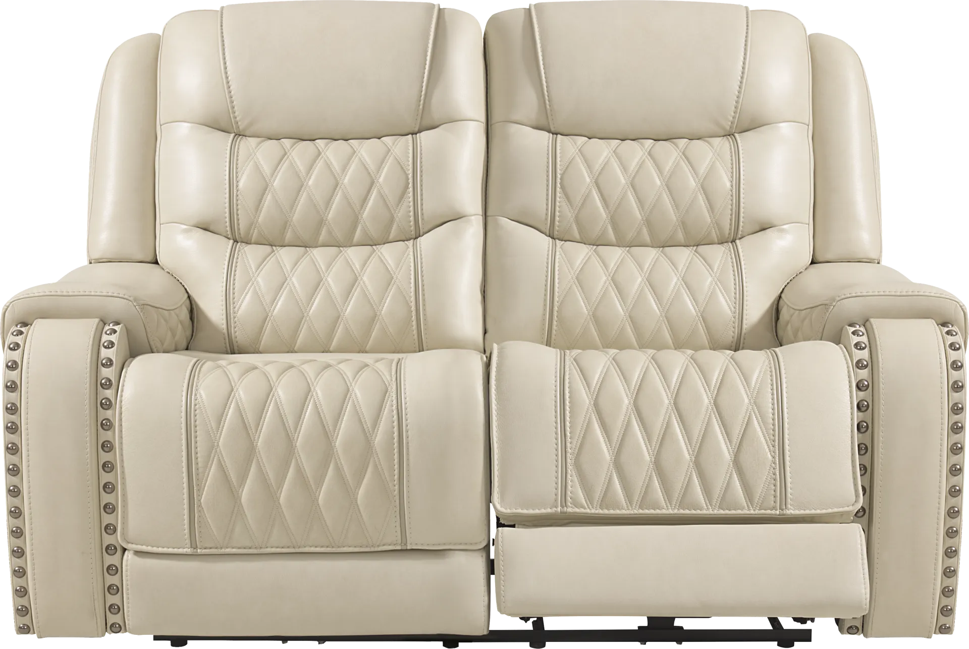 Marquee Cream Leather Reclining Loveseat - Image 1